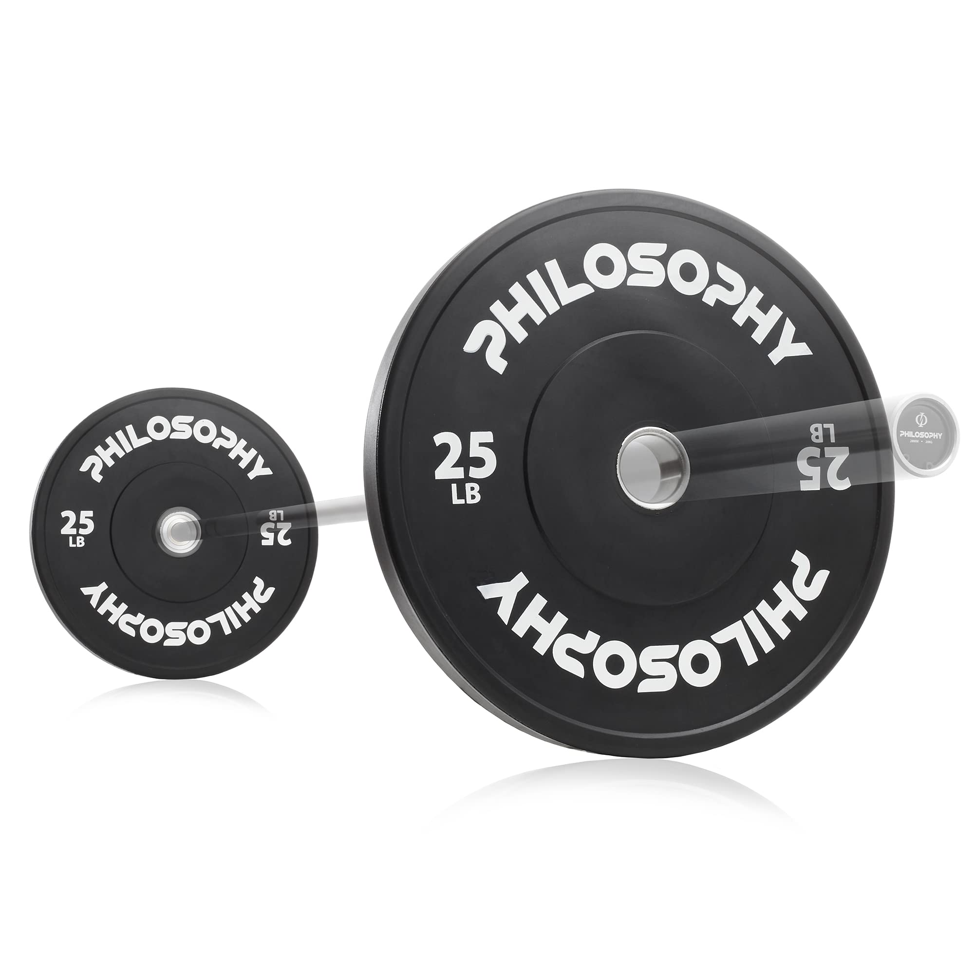 Olympic 2-Inch Rubber Bumper Plates - Set of 2 Black Gym Weight Plates for CrossFit, Powerlifting & Home Workouts