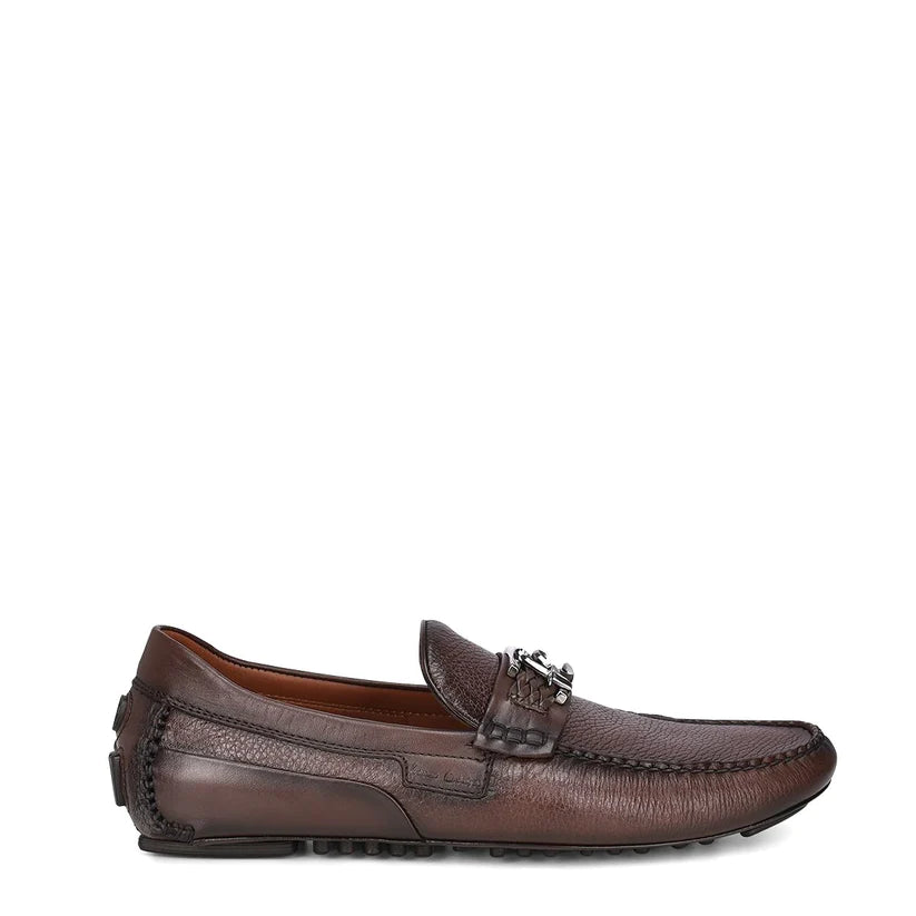 40VVNTS Men's Brown Casual Fashion Deer & Calfskin Driving Loafers - Comfortable Slip-On Shoes for Work, Travel & Everyday Wear