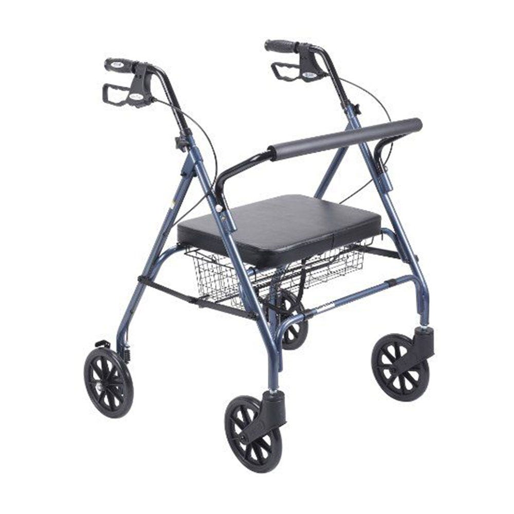 Drive Medical Go Lite Bariatric Rollator Walker with 8 Wheels - Steel Frame, Blue (29