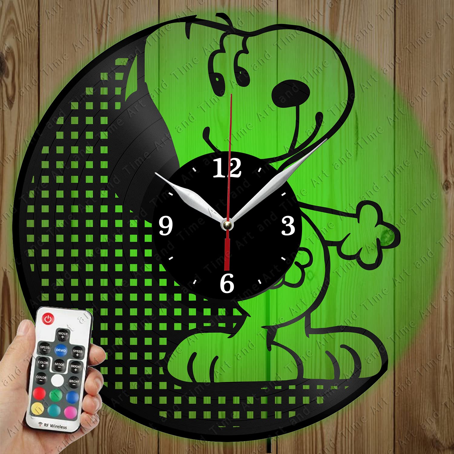 Custom LED Vinyl Record Wall Clock with Snoopy Design - Unique Light-Up Home Decor & Personalized Gift - Perfect for Bedroom, Living Room, and Music Lover's Space
