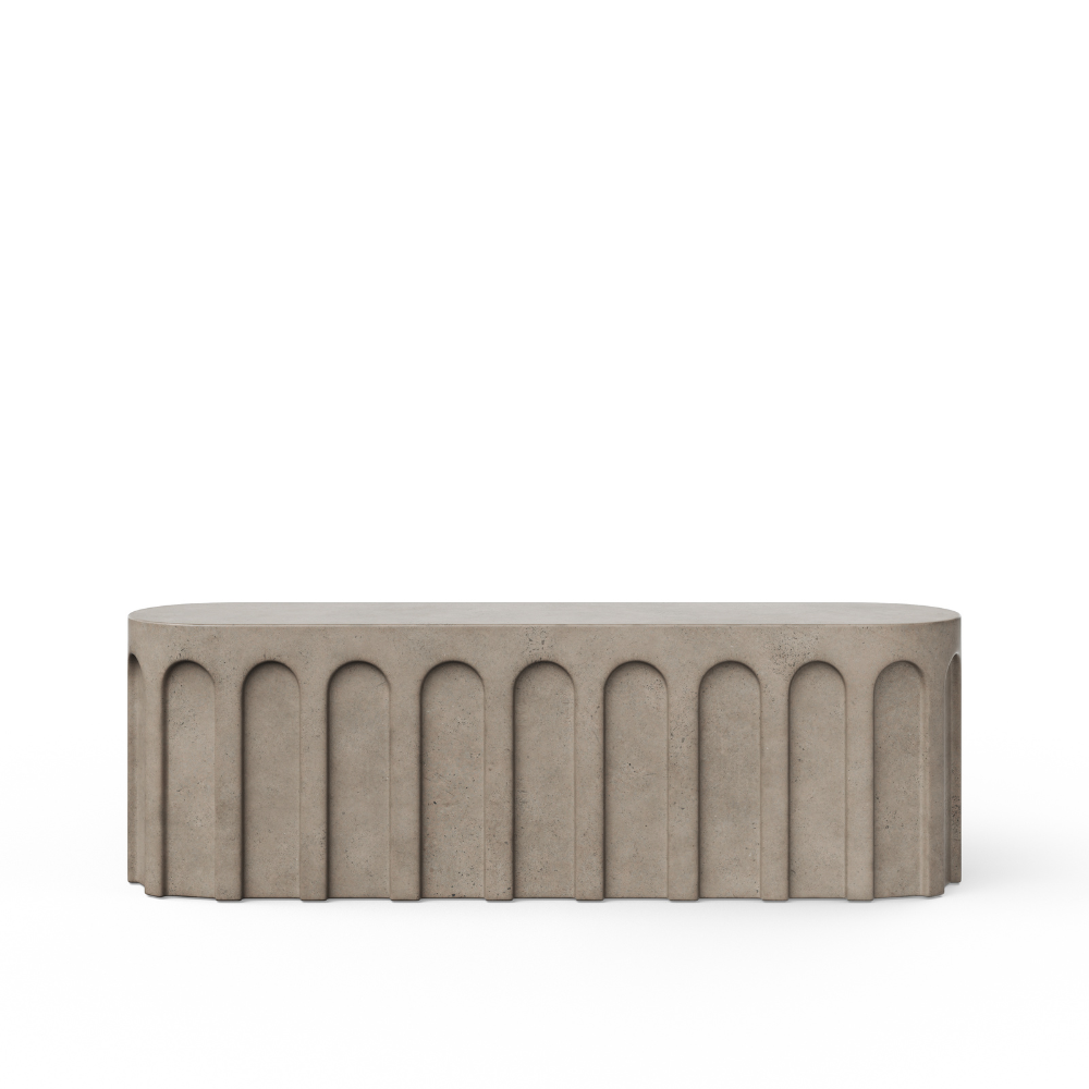 Atlas Outdoor Concrete Oval Bench - Durable Garden Seating for Patio, Park, and Backyard - Perfect for Relaxing and Outdoor Decor