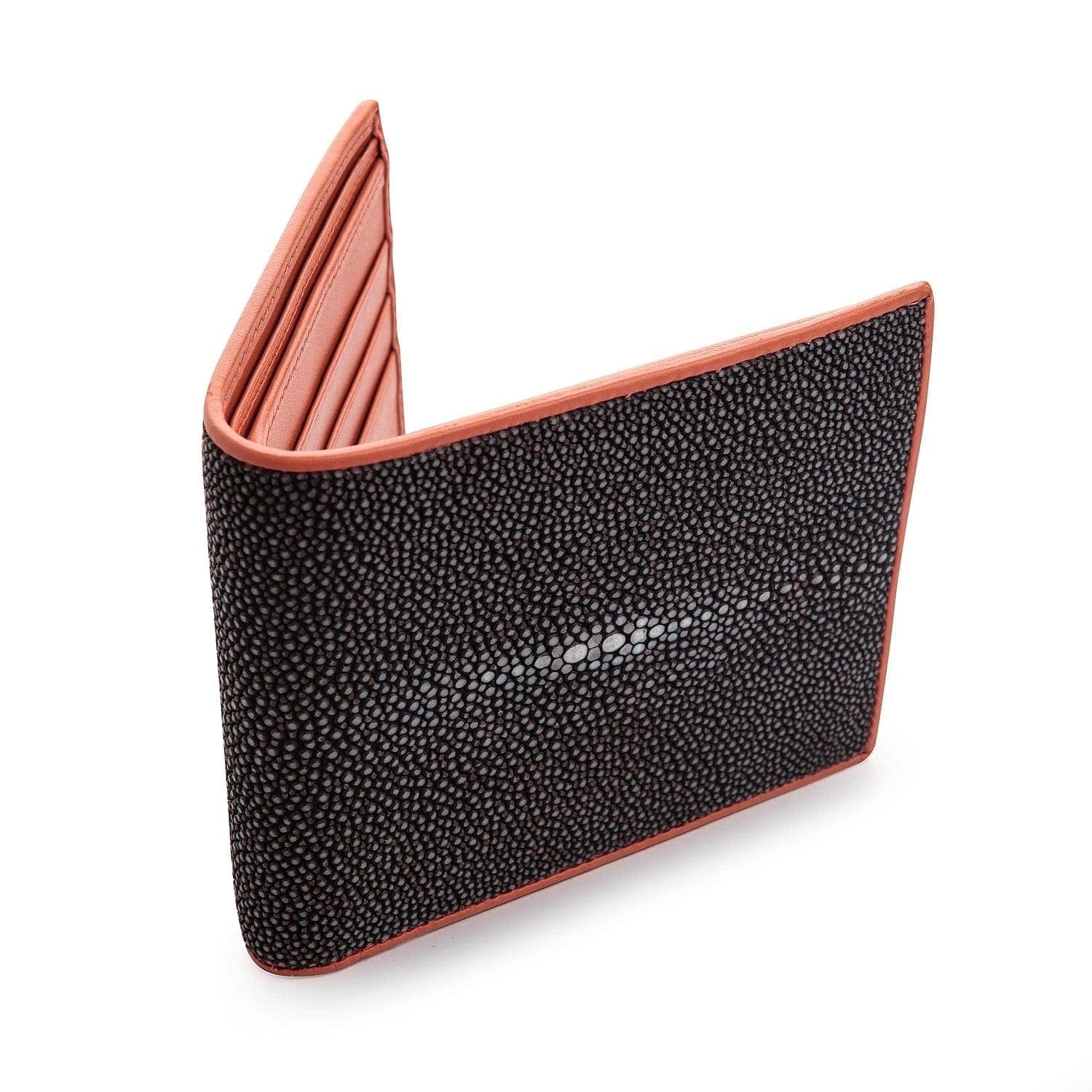 Genuine Stingray Skin Men's Wallet - Two-Tone Black & Brown Leather Bifold Wallet for Everyday Use & Gift Giving