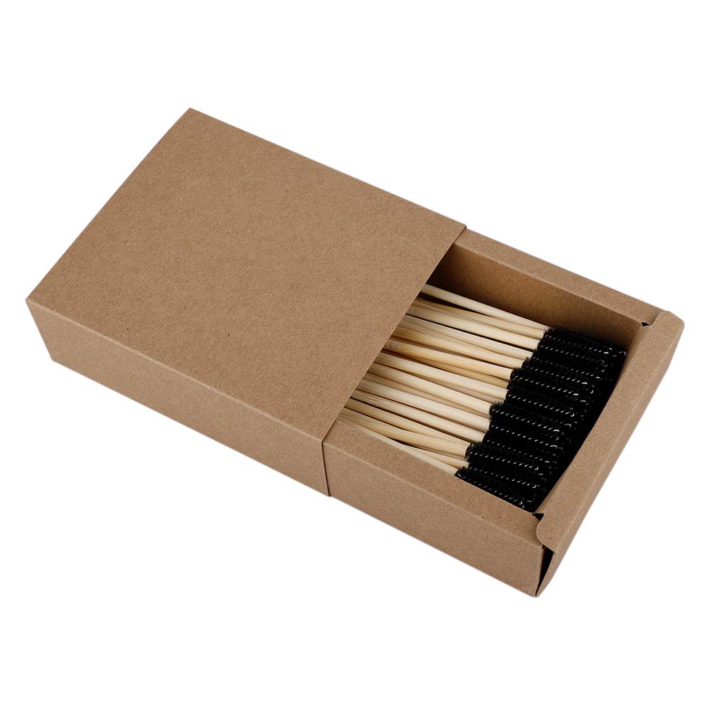 LIDEBLUE 100pcs Disposable Mascara Wands with Wooden Handle - Eyelash Extension Brushes, Spoolies for Professional Makeup Artists & DIY Beauty - Perfect for Salon, Home Use & Travel