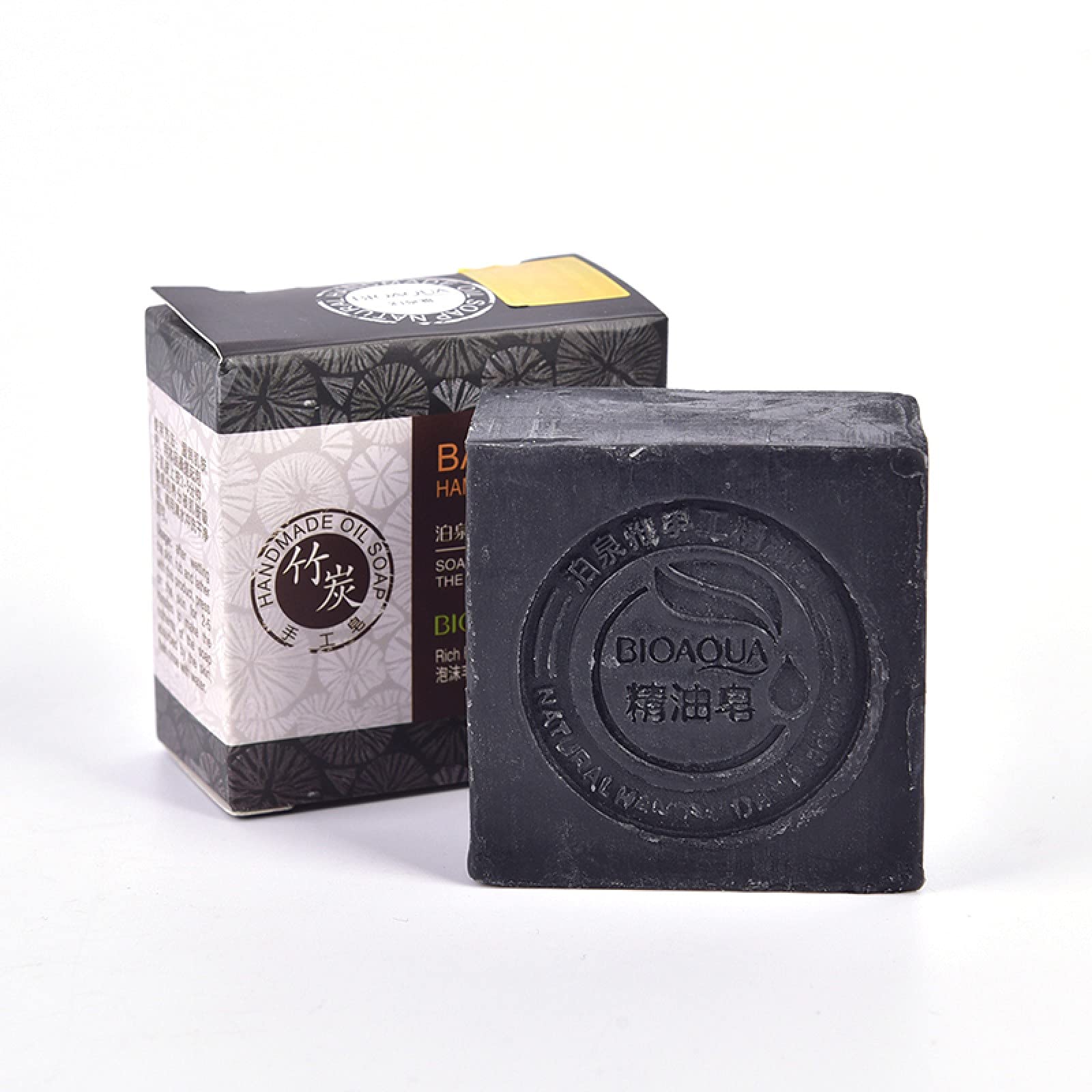Organic Black Bamboo Oil Soap - Natural Herbal Whitening Handmade Soap for Acne Removal & Deep Cleansing (2x100g) | Face & Hair Care | Perfect for Sensitive Skin & Daily Skincare Routine