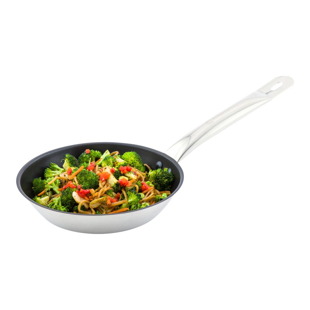 **Restaurantware Met Lux 8 Inch Non-Stick Frying Pan – Induction Ready, Stainless Steel with Riveted Handle, Dishwasher Safe – Perfect for Home Cooking & Restaurant Use**    *(Use Cases: Ideal for frying eggs, sautéing vegetables, searing meats, and preparing quick meals in home kitchens or professional restaurant settings.)*