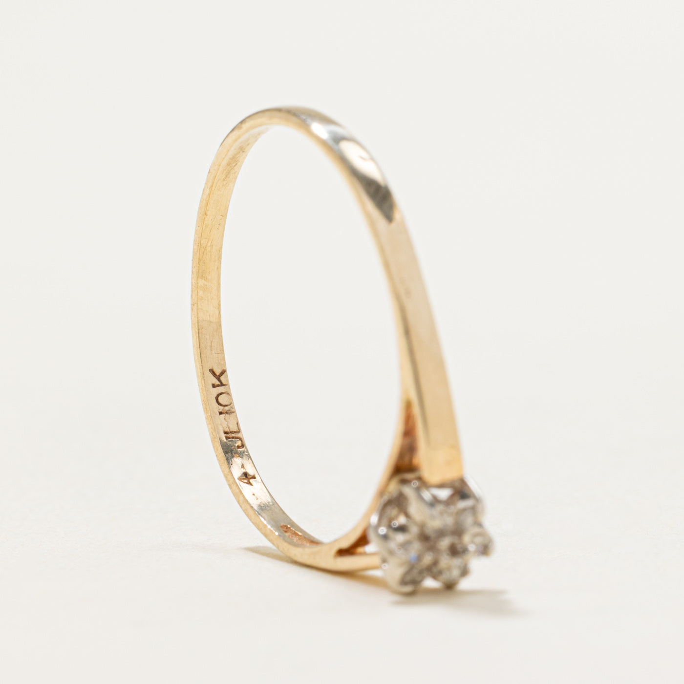 10K White Gold Diamond Petal Petite Ring - 0.03ctw, Size 6.25 - Elegant Wedding Band, Anniversary Gift for Her, Everyday Jewelry