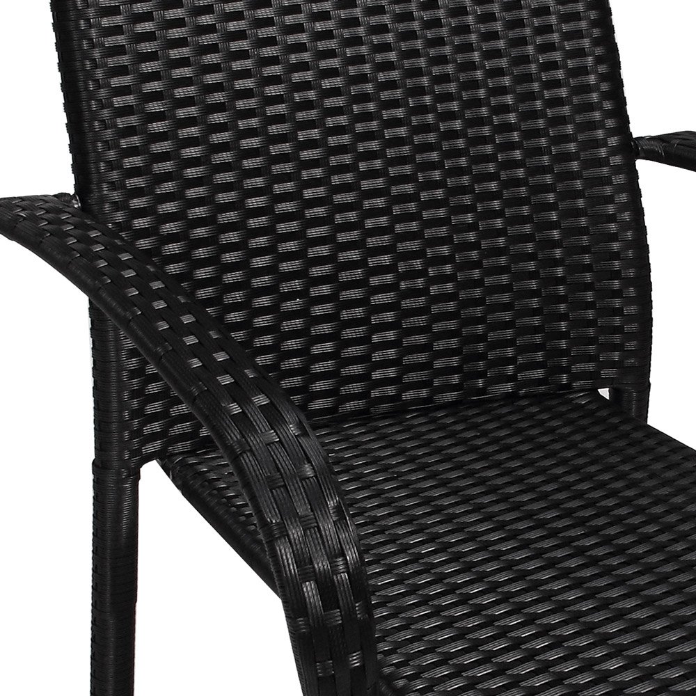 CASARIA® 8-Piece Outdoor Garden Chair Set - Weather-Resistant Poly Rattan Stackable Lightweight Armchairs for Patio, Balcony, Poolside & Backyard - Black