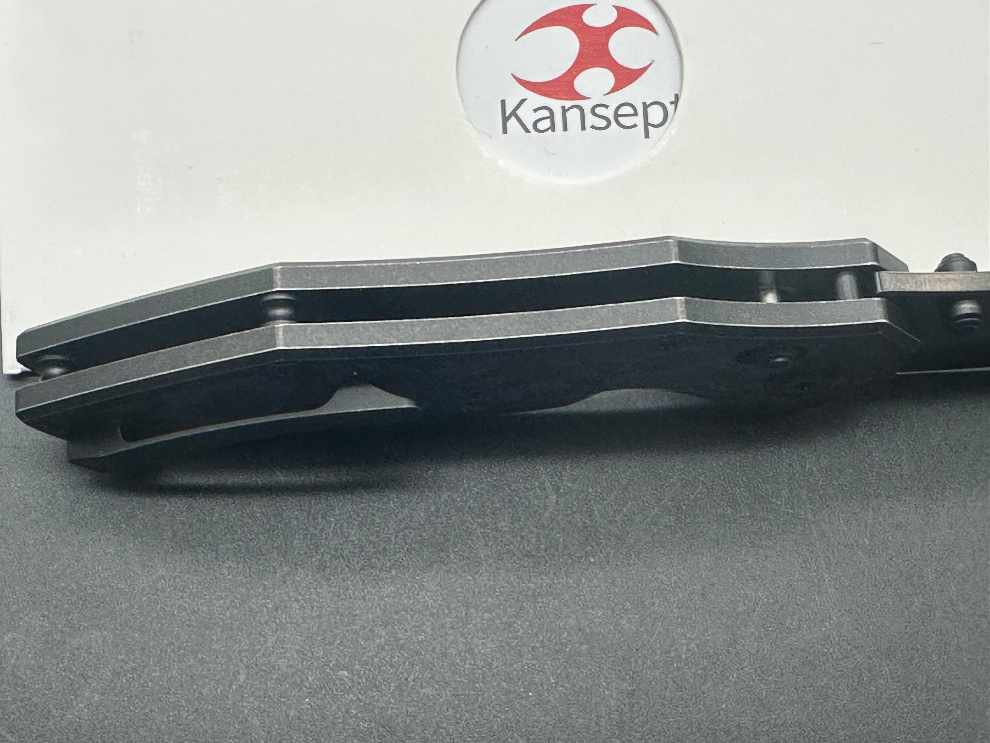 KANSEPT APOLLO Folding Pocket Knife - Blackwash Titanium & Purple Haze Fatcarbon Handle, S35VN Blade with Mirror DLC Coating - EDC, Outdoor, Camping, Survival Gear