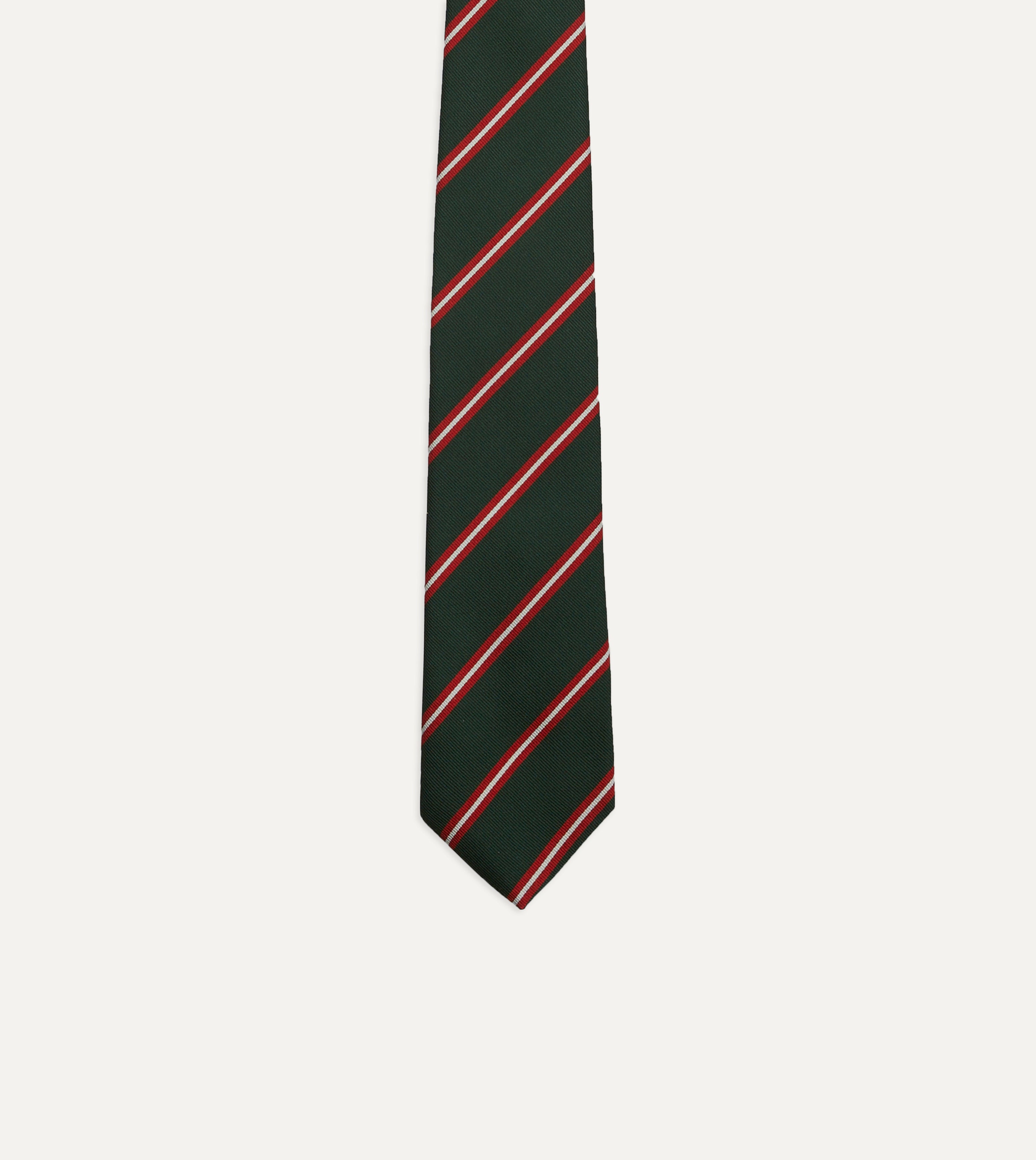 Green, Red & Ecru Striped Silk-Tipped Necktie for Men - Elegant Formal Wear for Weddings, Business Meetings & Special Occasions