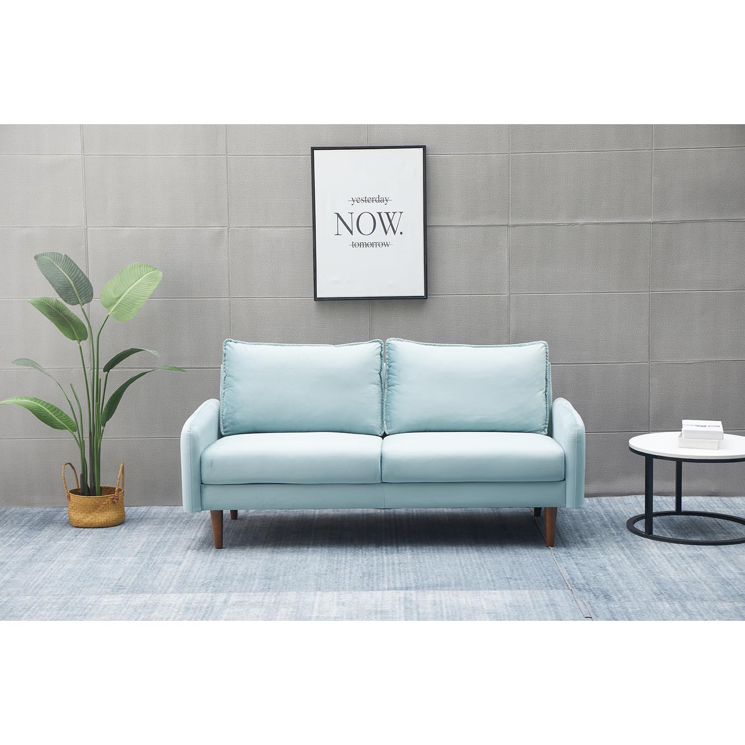 Luxury Aurora Velvet Sofa for Living Room - Light Grayish Cyan | Modern Comfortable Couch for Home, Apartment & Lounge | Perfect for Relaxing, Entertaining & Movie Nights