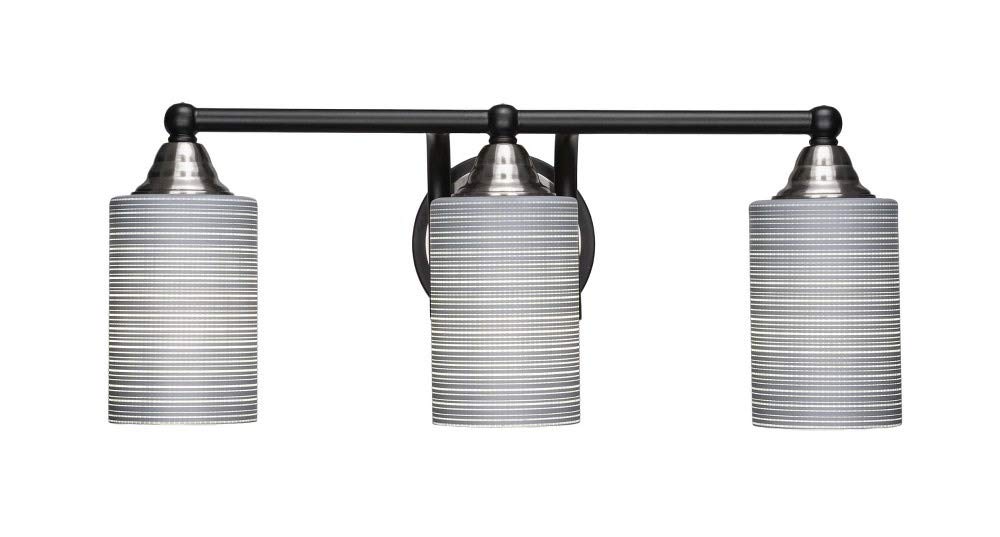 Toltec Lighting Paramount 3-Light Bathroom Vanity Light Bar in Matte Black & Brushed Nickel (3423-MBBN-4062) - Perfect for Modern Bathrooms, Powder Rooms & Spa-Style Decor