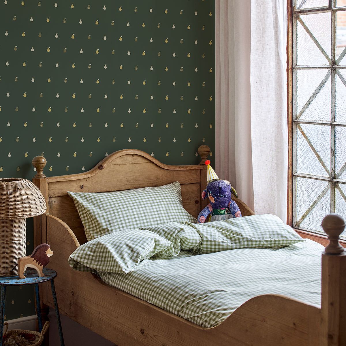 Fern Green Pears Wallpaper - Peel and Stick Removable Wallpaper for Kitchen, Bathroom, Nursery Decor - Self-Adhesive Fruit Pattern Wallpaper for Home Renovation