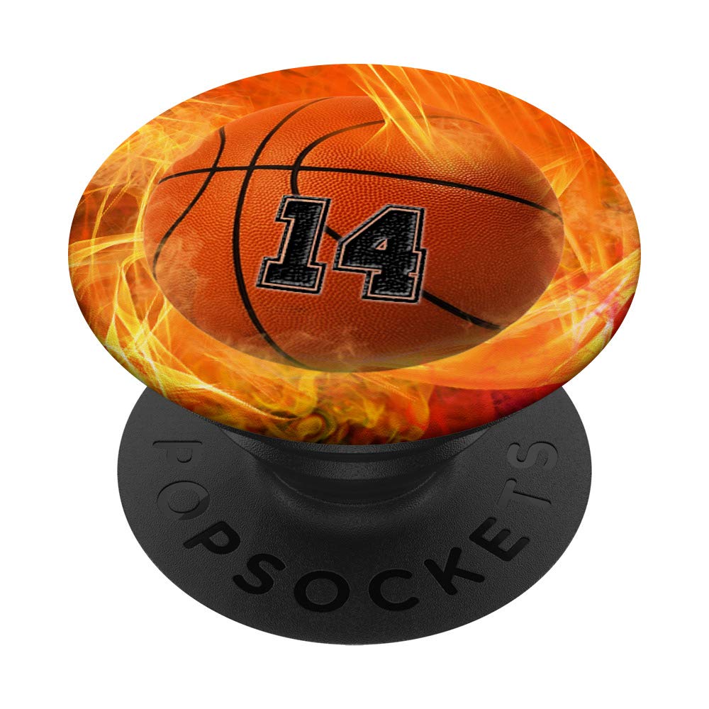 Basketball Jersey Number 14 - Lucky Fire Flame Design for Players & Fans - Perfect for Games, Training, and Fan Gear