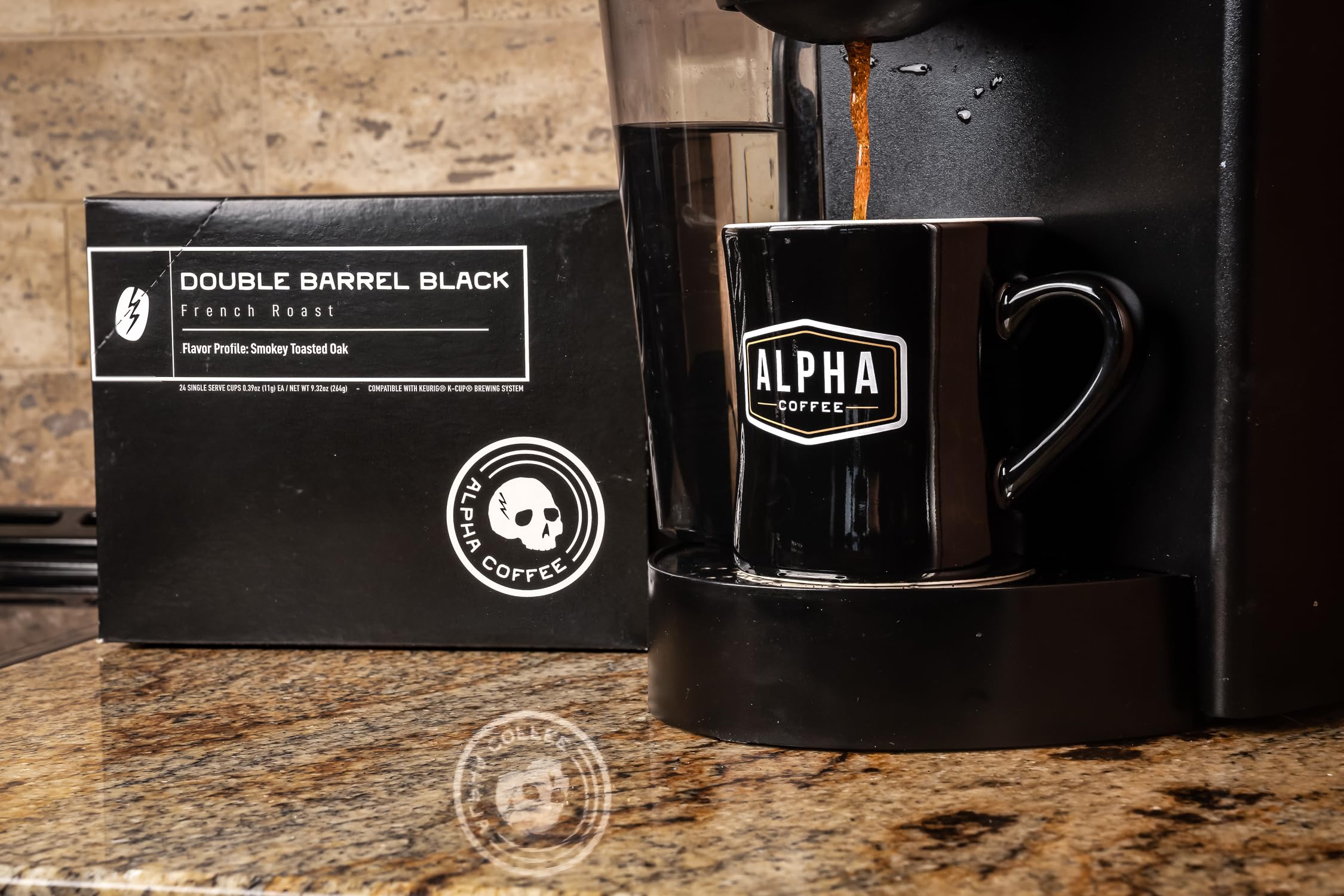 Alpha Coffee – Double Barrel Black Midnight Blend - 24 Count Coffee Pods | Premium Gourmet Dark French Roast | 100% Arabica Beans | Veteran Owned Small Batch Roasted | Perfect for Morning Boost, Office Break & Camping Trips (Pack of 2)