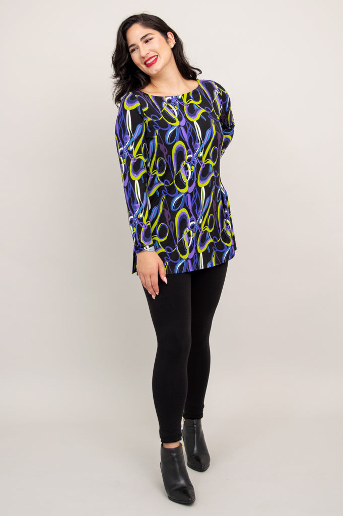 Cheerful Floral Tunic Top - Soft Bamboo Fabric - Women's Casual Blouse for Summer Outfits & Beach Vacations