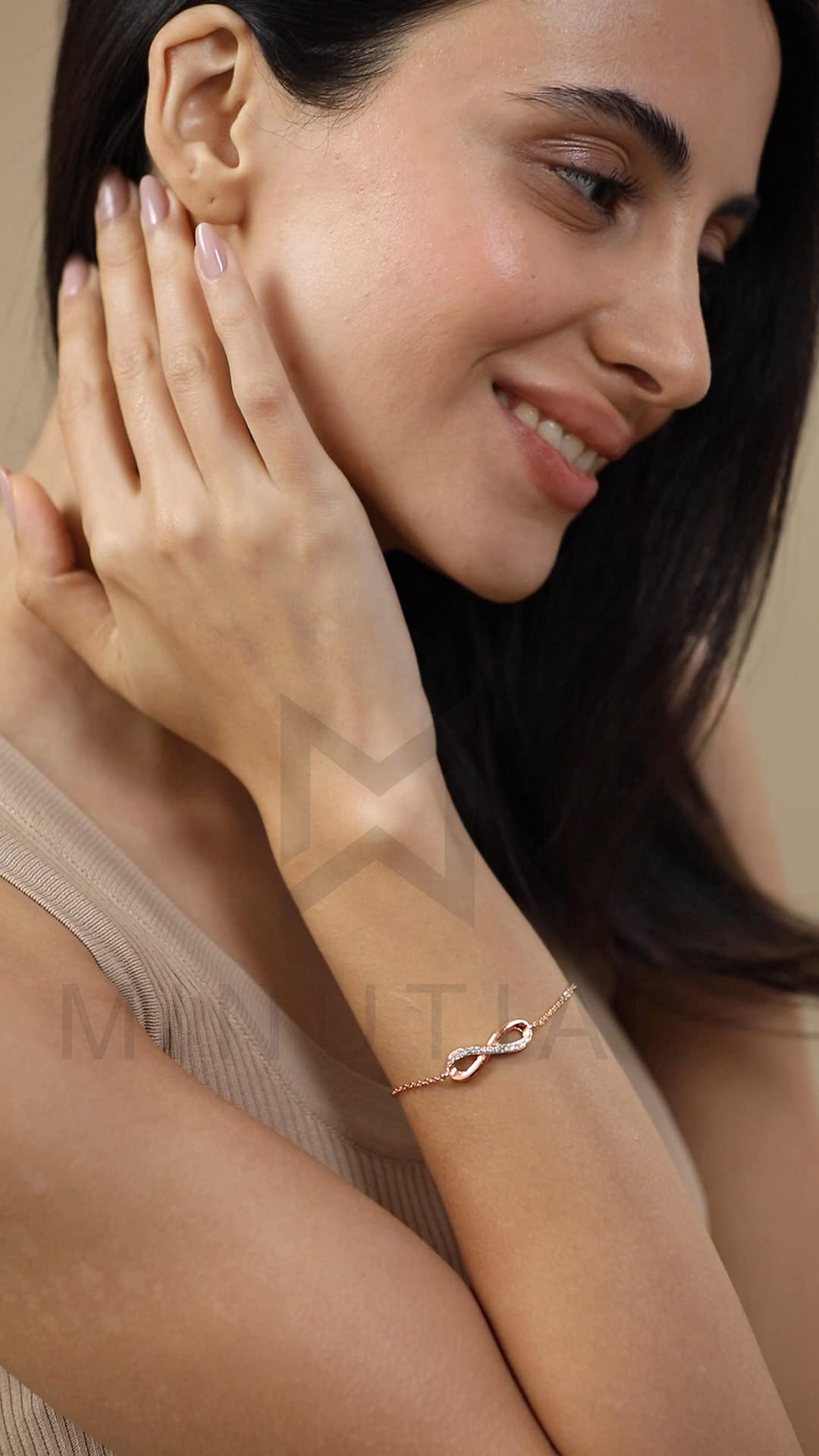 MINUTIAE Infinity Crystal Adjustable Bracelet for Women & Girls - Cubic Zirconia Diamond Jewelry Gift for Anniversary, Birthday & Special Occasions