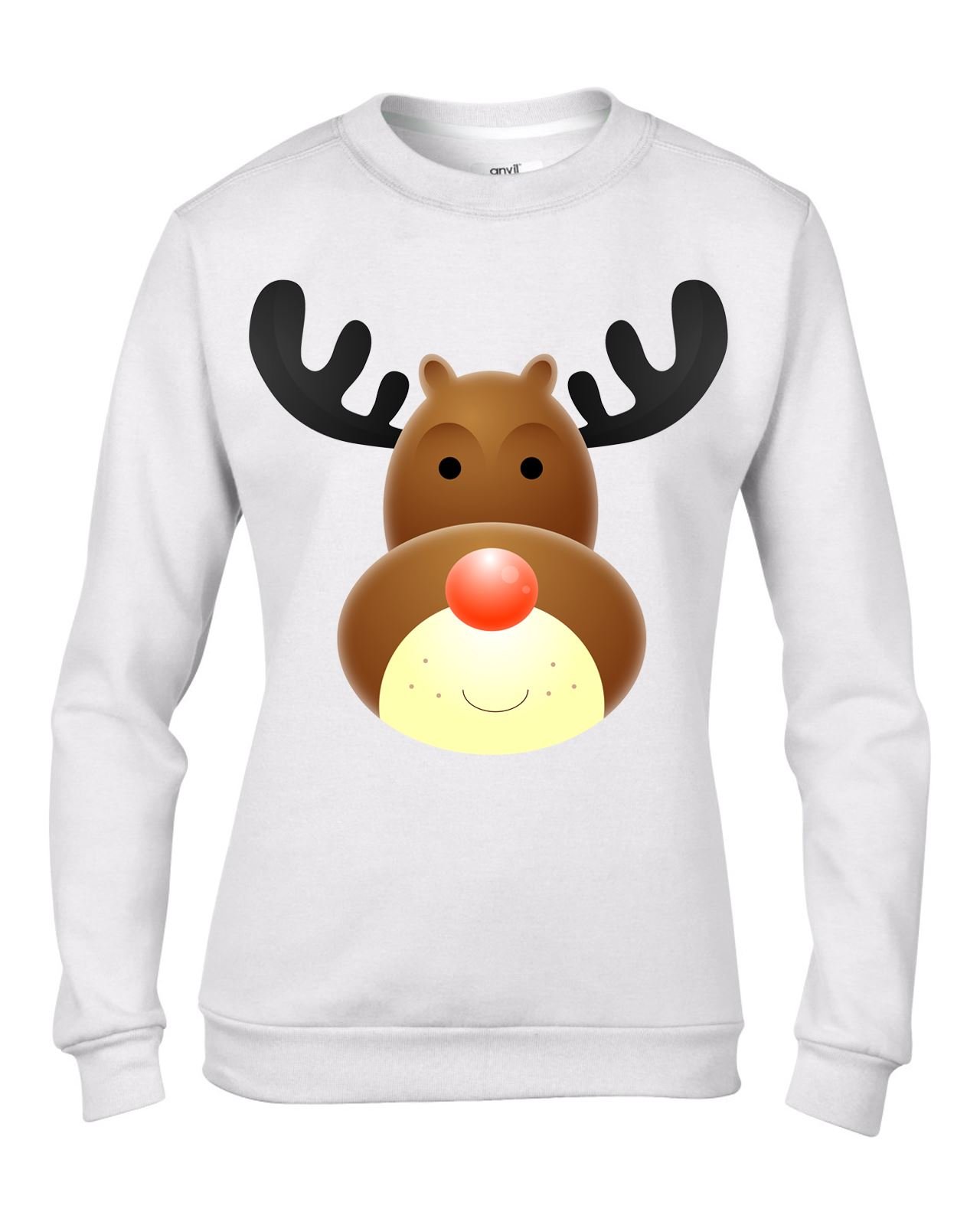 Funny Women's Rudolph Reindeer Christmas Sweater - Tribal Graphic Holiday T-Shirt for Ugly Sweater Parties, Xmas Gifts & Festive Outfits