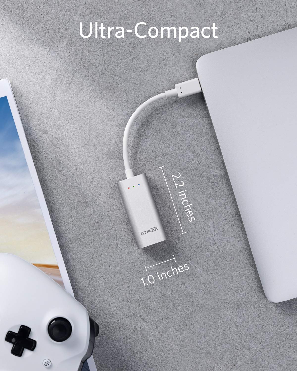 Anker USB C to Gigabit Ethernet Adapter - Aluminum Portable USB 3.0 to RJ45 Converter for MacBook Pro/Air, iPad Pro, XPS - Fast Wired Internet for Work, Gaming & Streaming