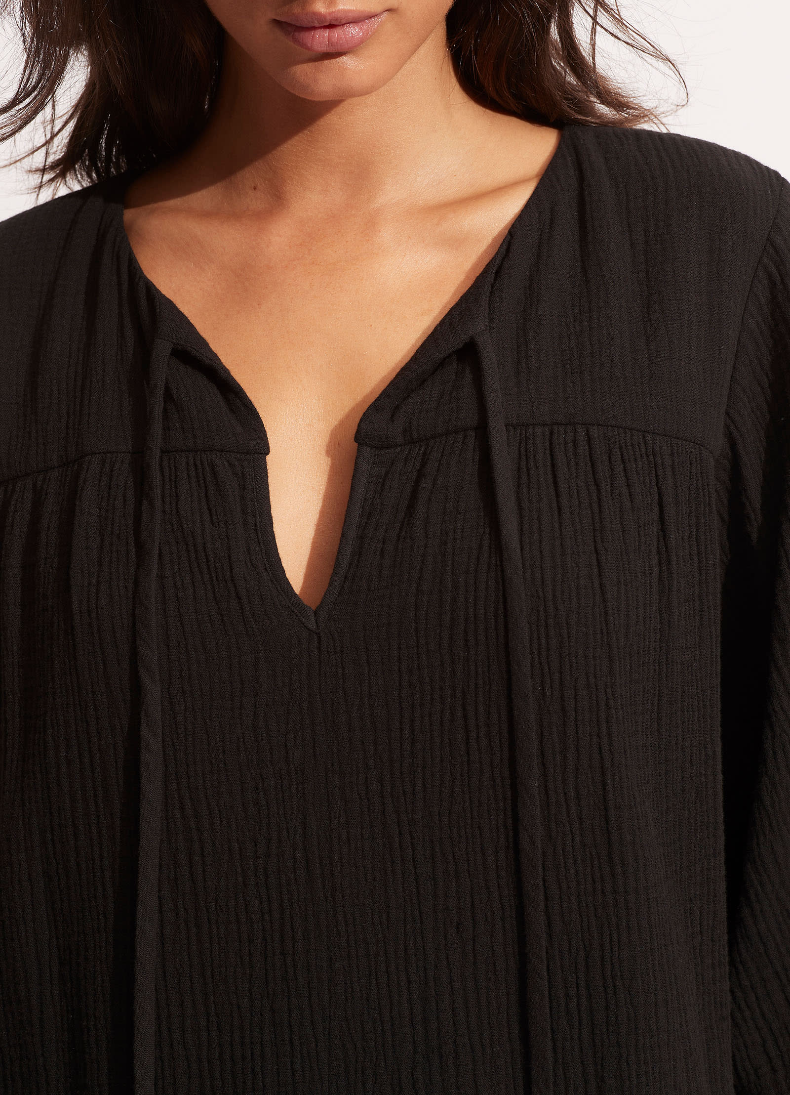 Stylish Fallow Textured Cotton Cover Up - Black | Soft & Comfortable Beachwear for Women | Perfect for Poolside, Vacations & Summer Outfits