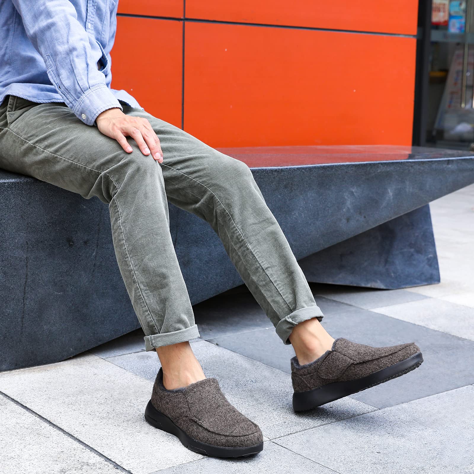 OrthoComfoot Men's Orthopedic Slippers with Arch Support - Plantar Fasciitis Relief House Shoes, Comfortable Slip-On Loafers & Moccasin Clogs for Indoor/Outdoor Use - Perfect for Home, Office & Relaxation