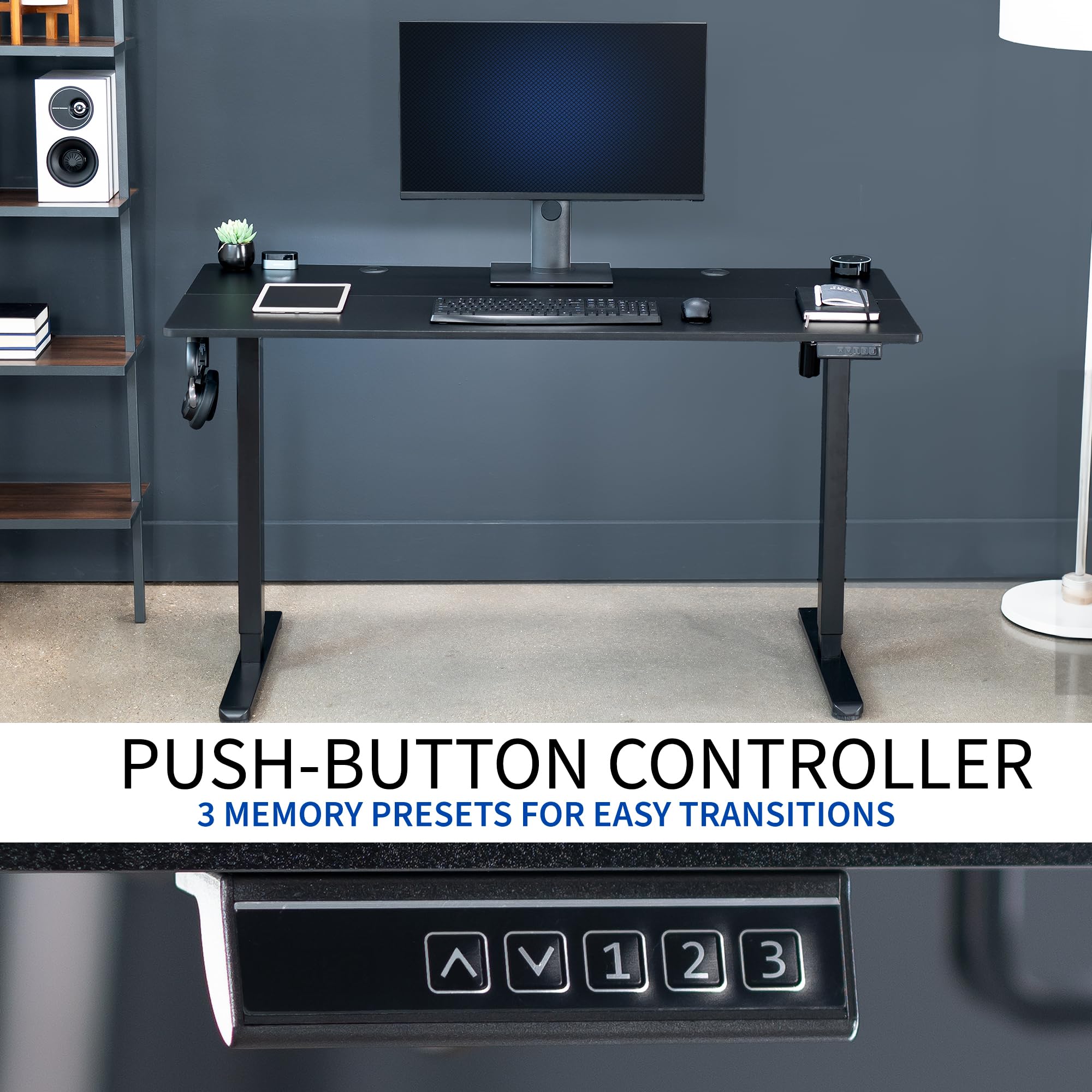 VIVO Electric Height Adjustable Standing Desk 55 x 24 Inches, Memory Controller, Black Top Black Frame (DESK-E155TB) - Perfect for Home Office, Gaming Setup & Workspace Ergonomics
