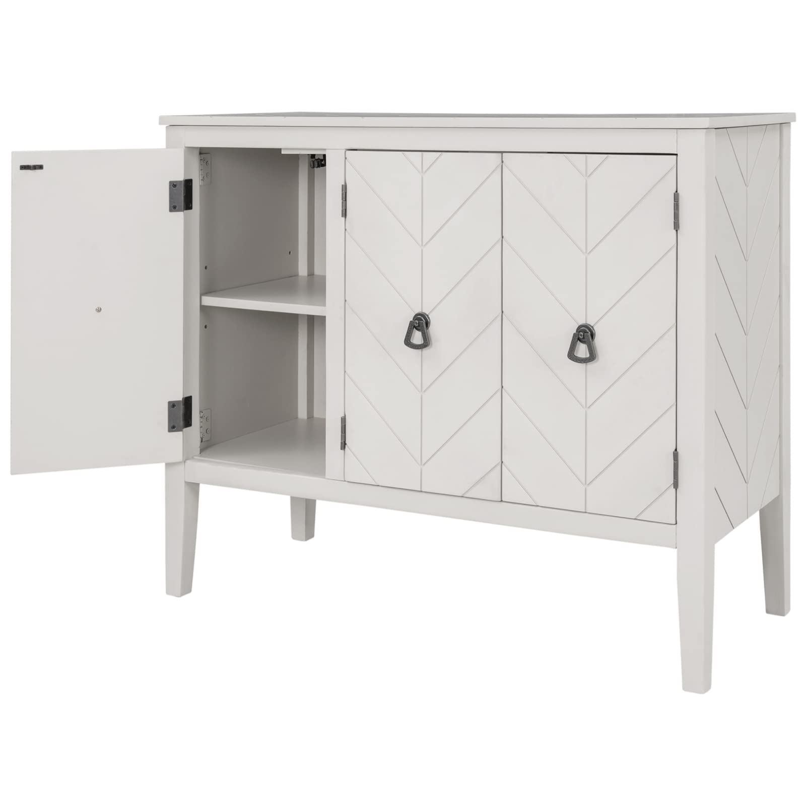 Antique White Wooden Accent Storage Cabinet with Adjustable Shelf - Stackable Sideboard Buffet Cabinet, Modern Console Table for Entryway, Living Room, Bedroom - Easy Assembly, Cream White | Perfect for Home Organization, Farmhouse Decor & Small Space Storage Solutions