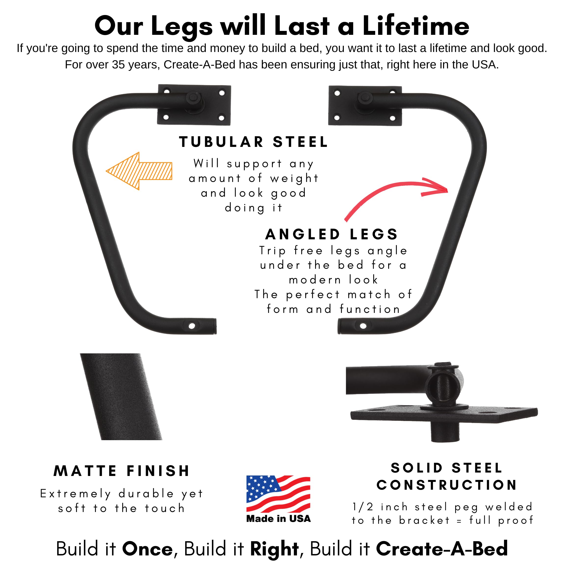 Create-A-Bed Queen Size Deluxe Murphy Bed Kit - Horizontal Wall Mount Folding Bed for Space Saving in Small Apartments & Guest Rooms
