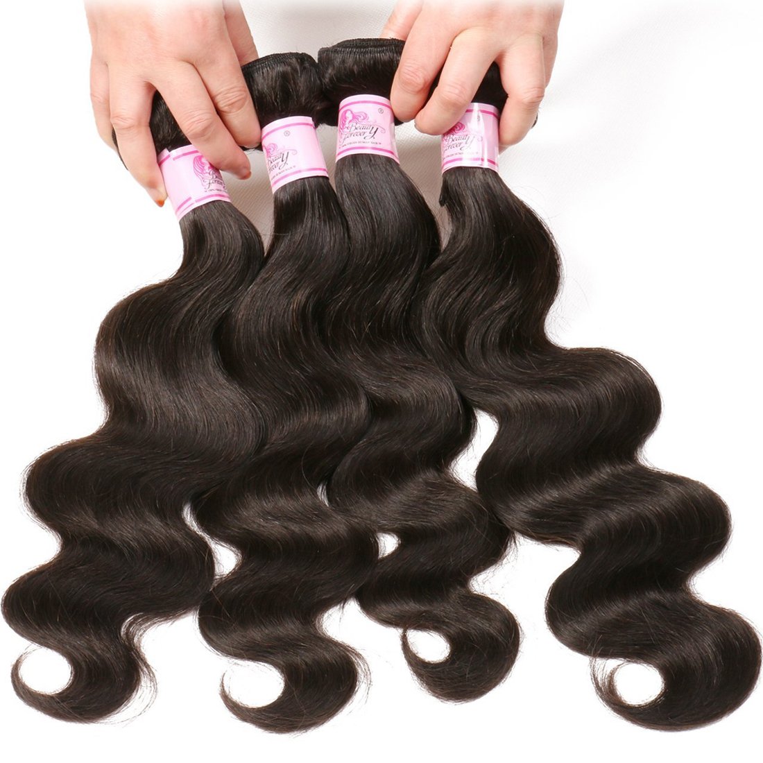 Beauty Forever Indian Body Wave Hair Extensions - 4 Bundles 100% Unprocessed Virgin Human Hair Weaves, Natural Color (16 18 20 22 Inch), 95-100g per Bundle | Perfect for Daily Styling, Special Occasions & Salon-Quality Looks