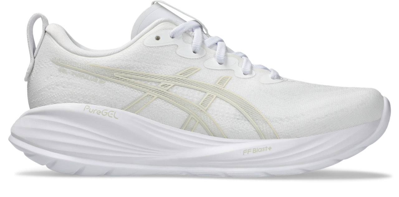 ASICS Women's GEL-Cumulus 27 Running Shoes - 100 White/Lake Grey - Lightweight Cushioned Sneakers for Jogging, Gym Workouts & Daily Walking