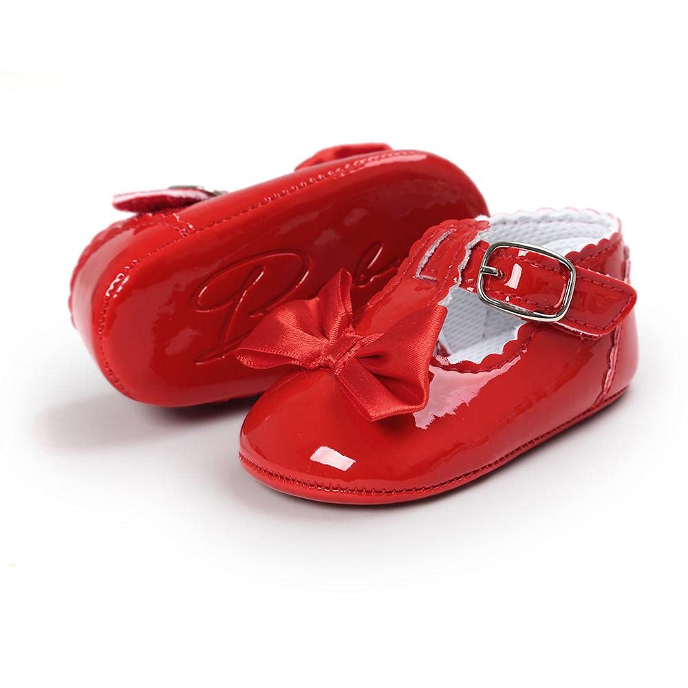 Baby Girls Soft Sole Bowknot Mary Jane Shoes 0-18M - Perfect for Weddings & Special Occasions