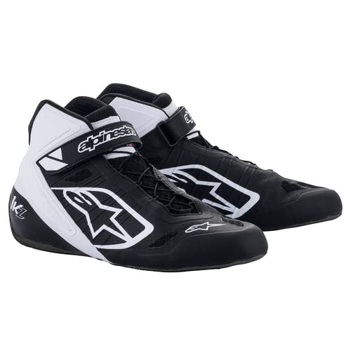 Alpinestars TECH-1 KZ Motorcycle Shoes for Men - Black/White/Black - Size 10 - Durable Riding Footwear for Street Biking & Urban Commuting