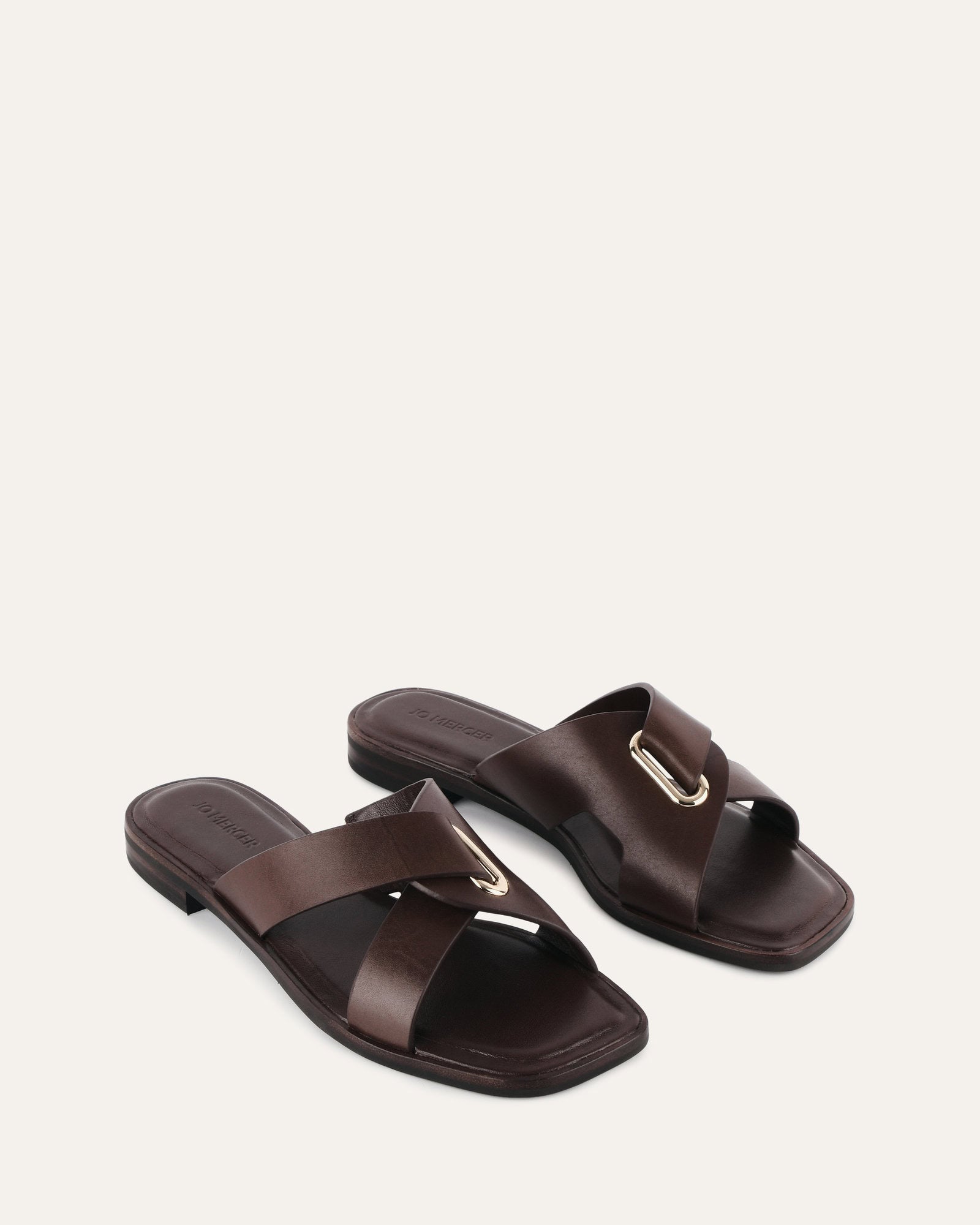 Piper Flat Slides - Chocolate Leather Women's Sandals for Comfort & Style | Perfect for Beach, Pool, and Casual Outings