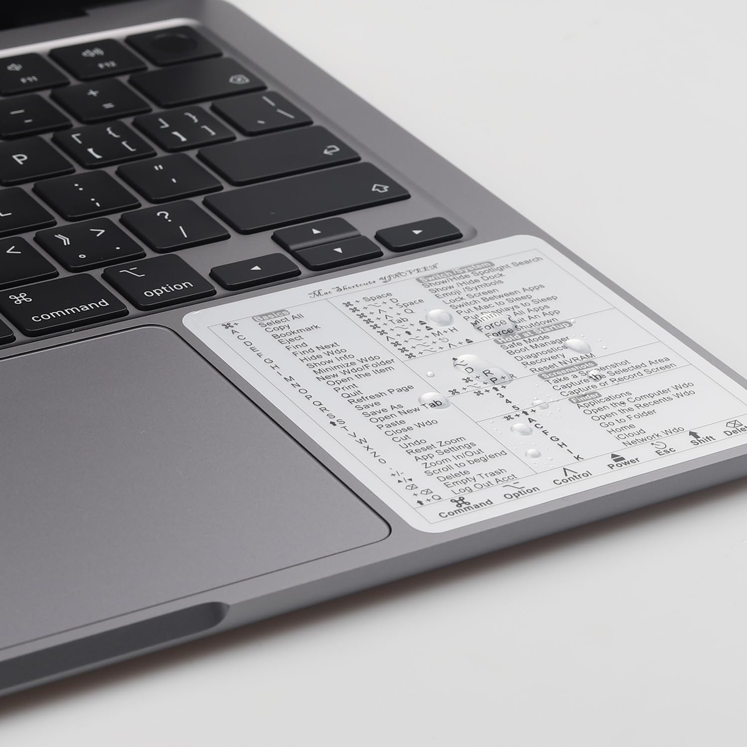 YINOVEEN 2-Pack Silver Keyboard Shortcut Stickers for MacBook Pro 13/14/16, MacBook Air 13, iMac 21/24/27 - Mac OS System Shortcut Labels for Easy Navigation & Productivity Boost - Perfect for Work, Study & Creative Projects