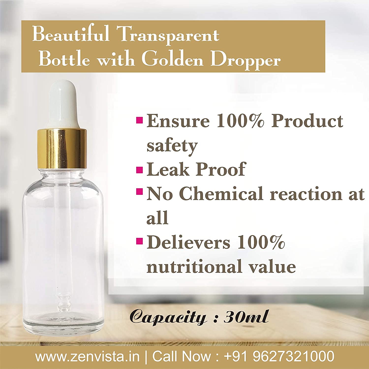 Premium 30ml Clear Glass Bottle with Gold Plated Dropper - Essential Oil & Serum Storage (Pack of 3) | Perfect for DIY Skincare, Aromatherapy & Travel Size Beauty Products