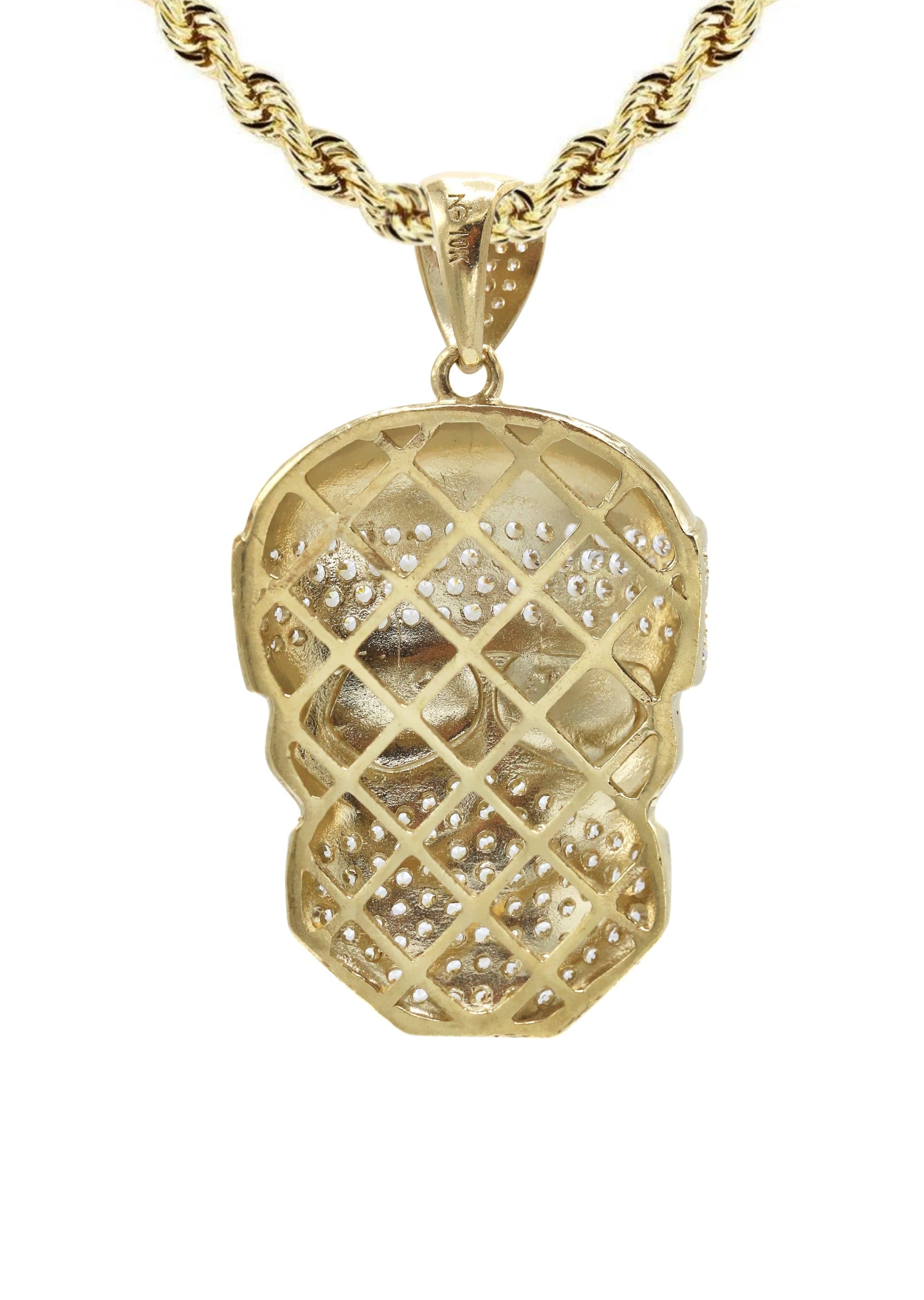10K Yellow Gold Skull Bandit Necklace for Men - 20g Solid Gold Gothic Punk Jewelry - Perfect for Biker, Rocker and Hip Hop Fashion Accessories