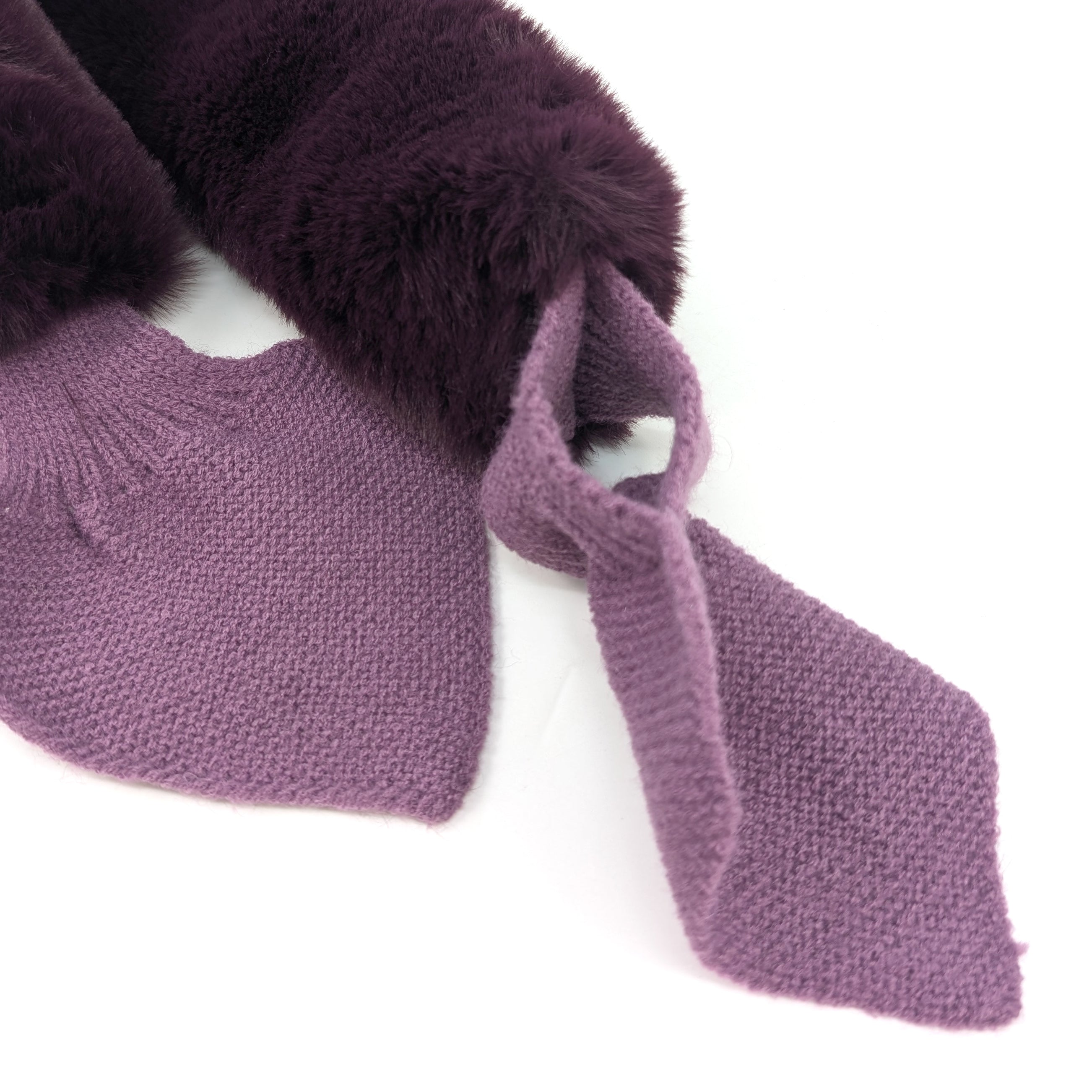 Bela Bela Knitted Tie Fur Faux Collar - Elegant Purple Detachable Neck Accessory for Women | Perfect for Parties, Weddings, and Winter Fashion Outfits