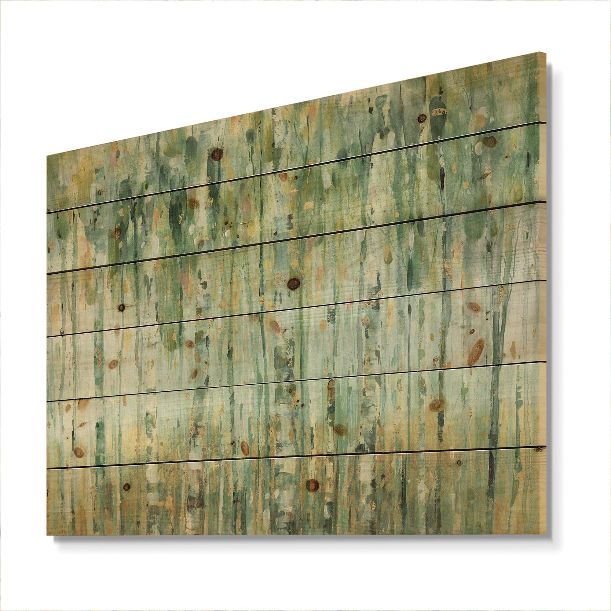 The Birch Forest II - Traditional Wood Wall Decor, Green Abstract Wood Art Panel, Large Pine Wood Wall Art for Living Room, Bedroom & Office Decor