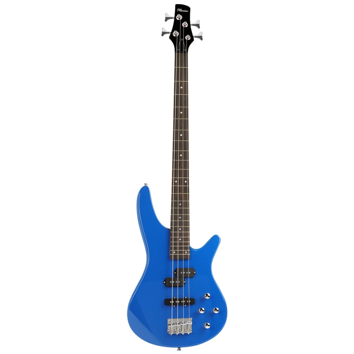 4-String Electric Bass Guitar Full Size P Bass Beginner Kit - Black & Blue with Gig Bag, Strap & Cable - Perfect for Beginners, Practice & Live Performances