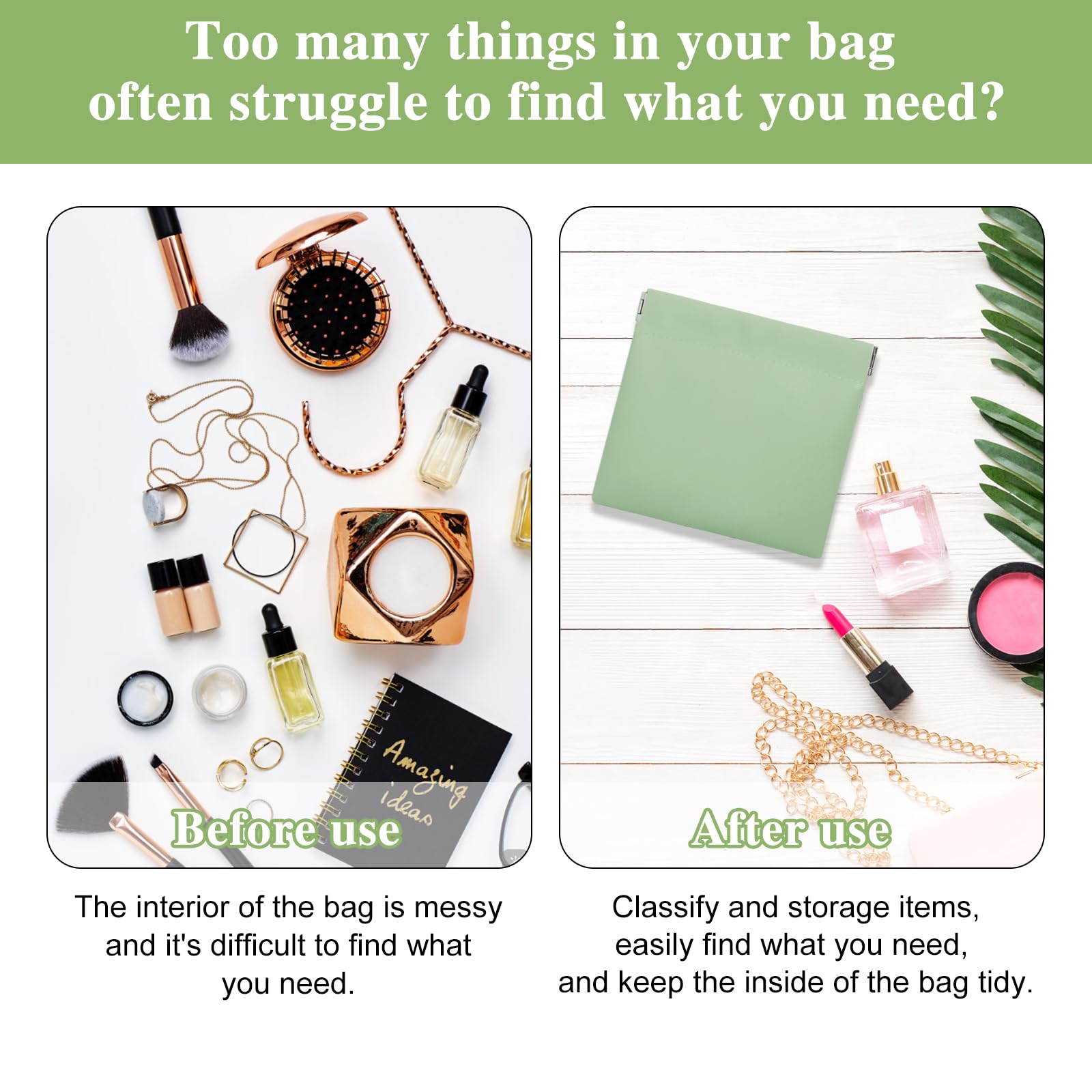 4Pcs Small Waterproof Makeup Bags for Women - Portable Cosmetic Pouches with Snap Closure, Zipperless Self-Closing Design for Lipstick, Coins & Purse Essentials | Perfect for Travel, Gym & Daily Organization