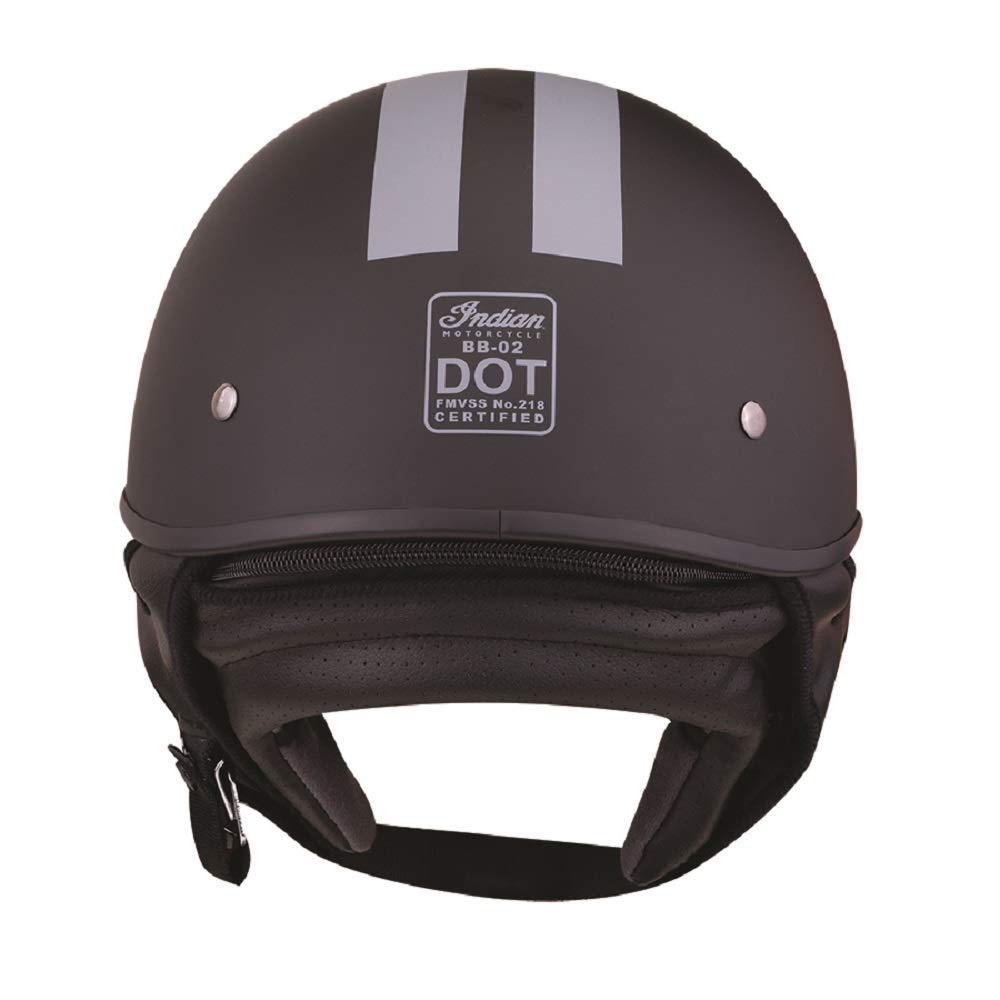 Indian Motorcycle Half Helmet with Gray Stripe - DOT Approved Lightweight Motorcycle Helmet for Men & Women - Perfect for Cruiser, Chopper & Street Riding