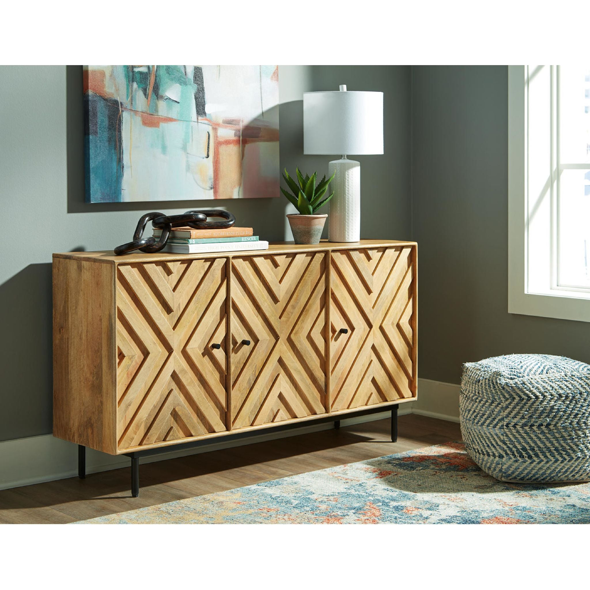 Cadewick Natural Wood Accent Cabinet - Stylish Storage for Living Room, Bedroom, or Entryway