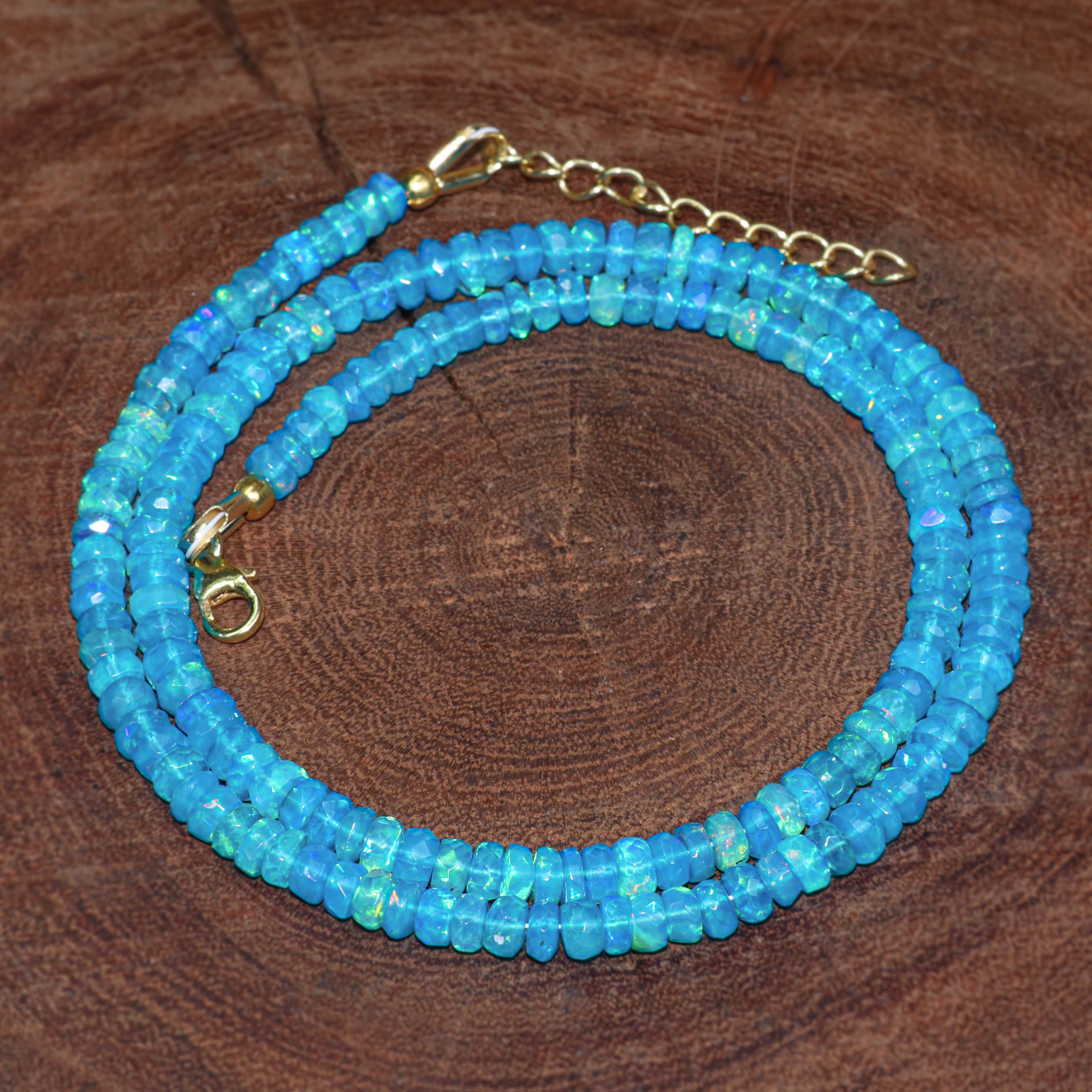 Paraiba Opal Beaded Necklace for Women – Elegant Handmade Jewelry Gift for Birthday, Wedding & Special Occasions