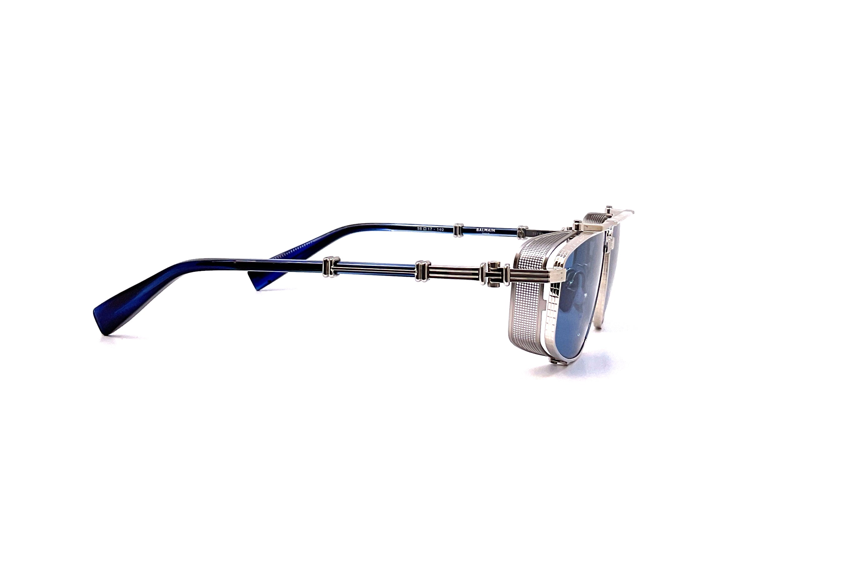 Balmain Brigrade V Sunglasses (Silver & Blue) - Polarized UV Protection for Men & Women - Perfect for Driving, Beach, and Outdoor Activities