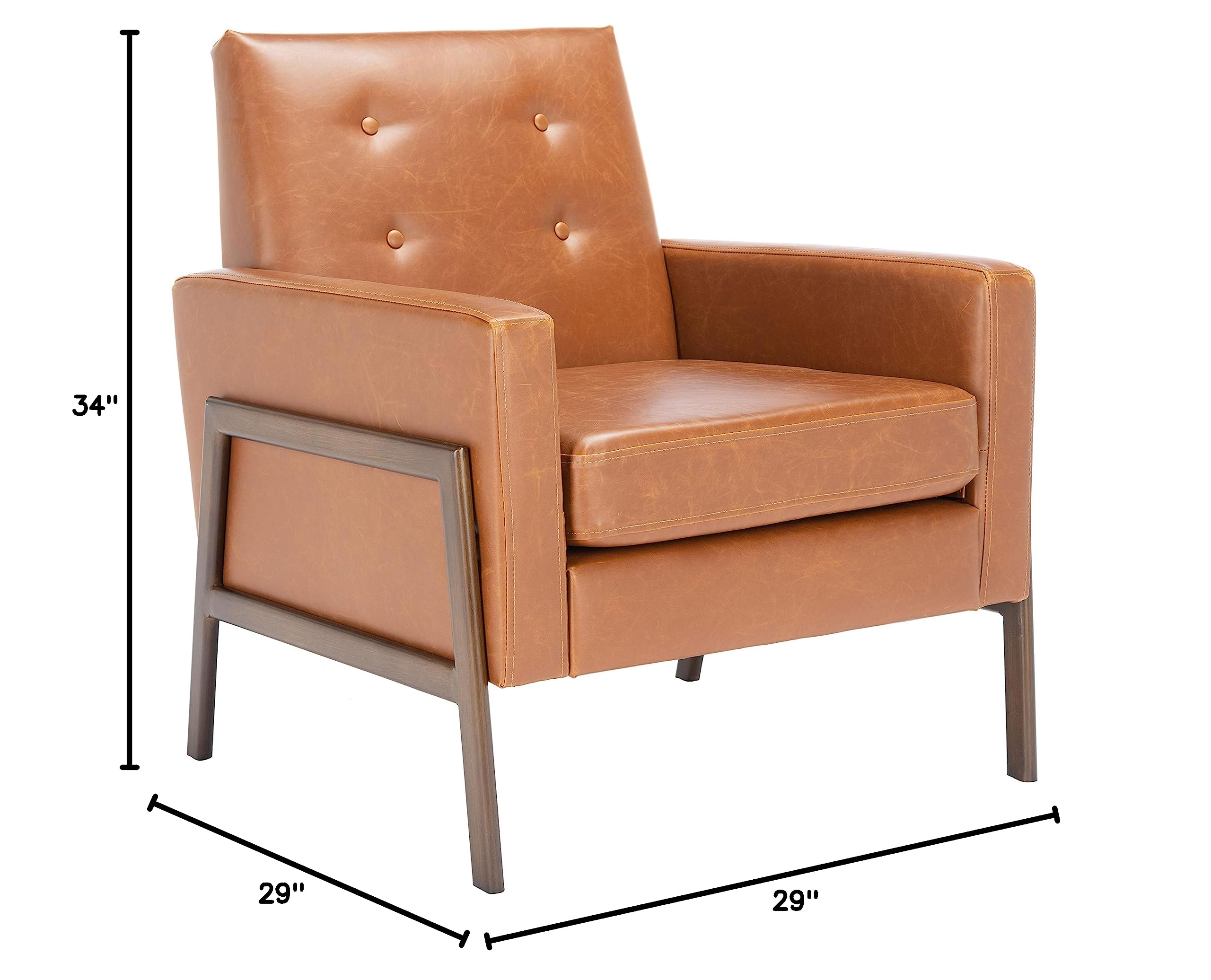 SAFAVIEH Roald Faux Leather Accent Club Chair ACH6209C - Light Brown/Antique Coffee - Modern Living Room Furniture for Home Office, Lounge & Reading Nook