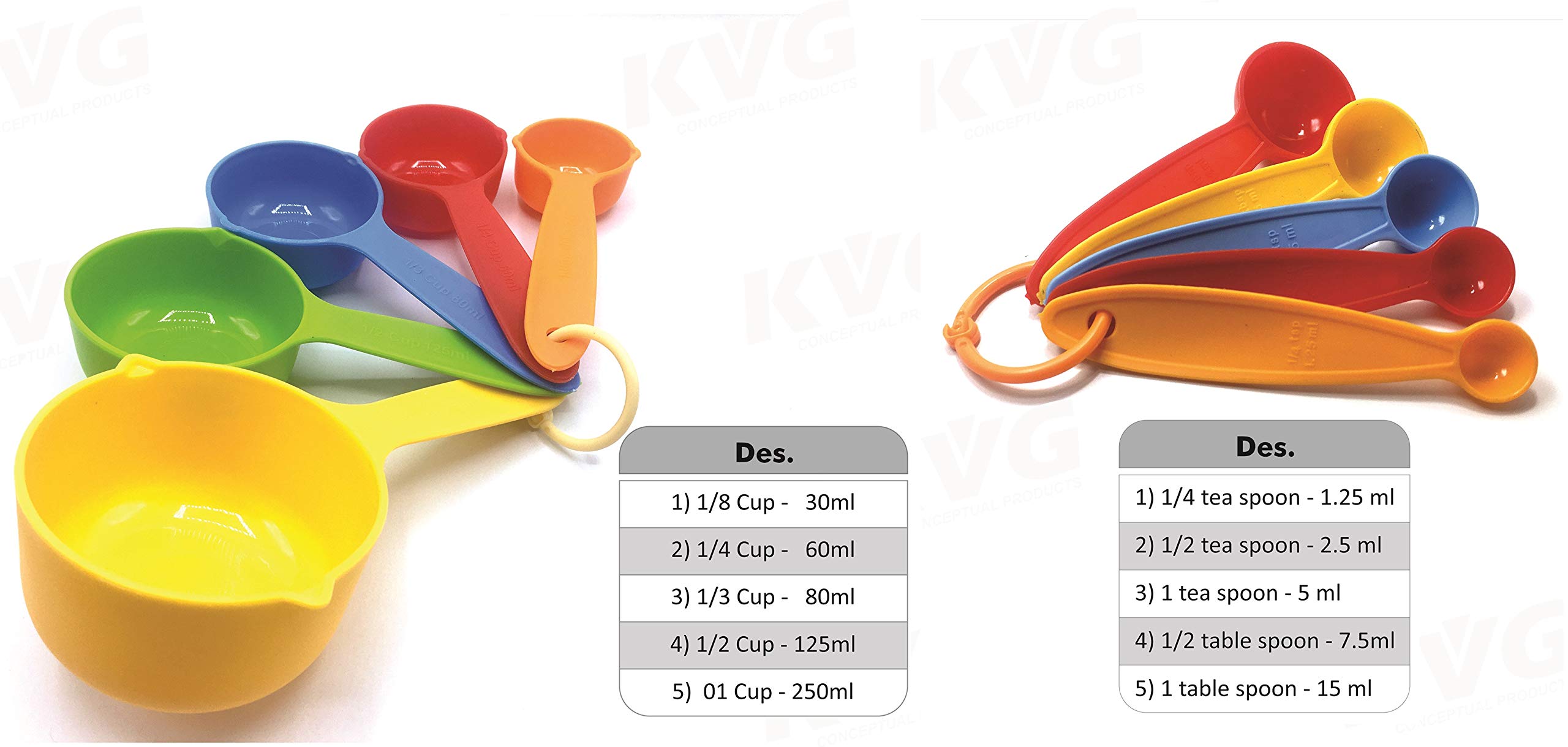 Simran Handicrafts 10-Piece KVG Measuring Cups and Spoons Set - Stainless Steel Metric Measurement Tools for Baking, Cooking & Meal Prep - Food Grade Kitchen Essentials for Home & Professional Chefs