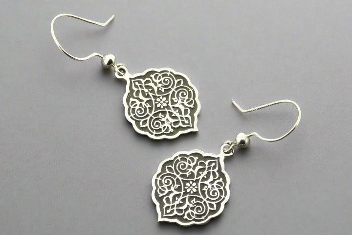 Exquisite Mandala Drop Earrings - Sterling Silver Jewelry for Women - Boho Chic & Ethnic Style - Perfect for Parties, Weddings & Everyday Wear