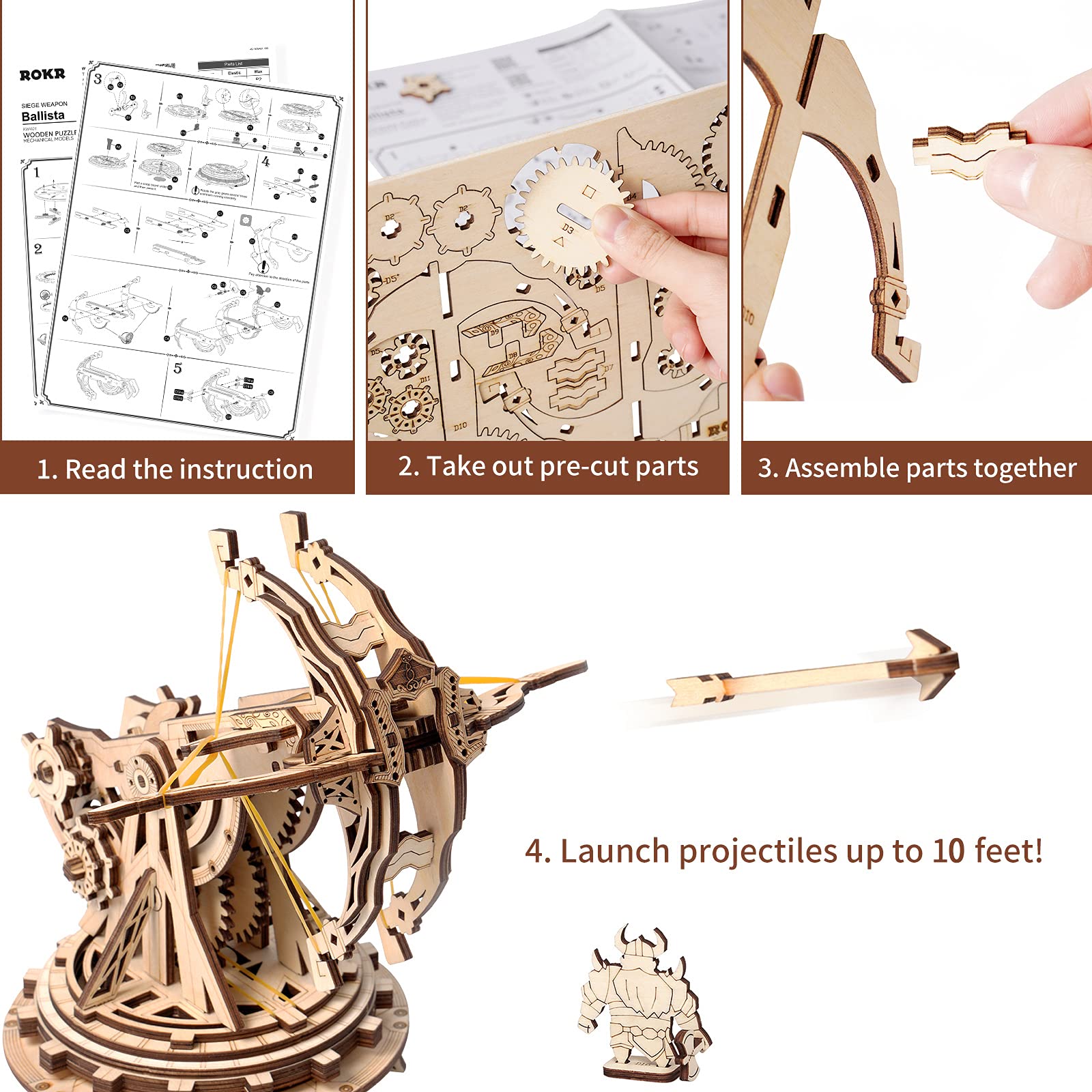 ROKR 3D Wooden Puzzle for Adults & Teens - Adventure Theme Model Building Kit with Launcher, Telescope & Treasure Box - STEM Educational Toy for Boys & Girls - Perfect for DIY Projects, Home Decor & Gift Giving