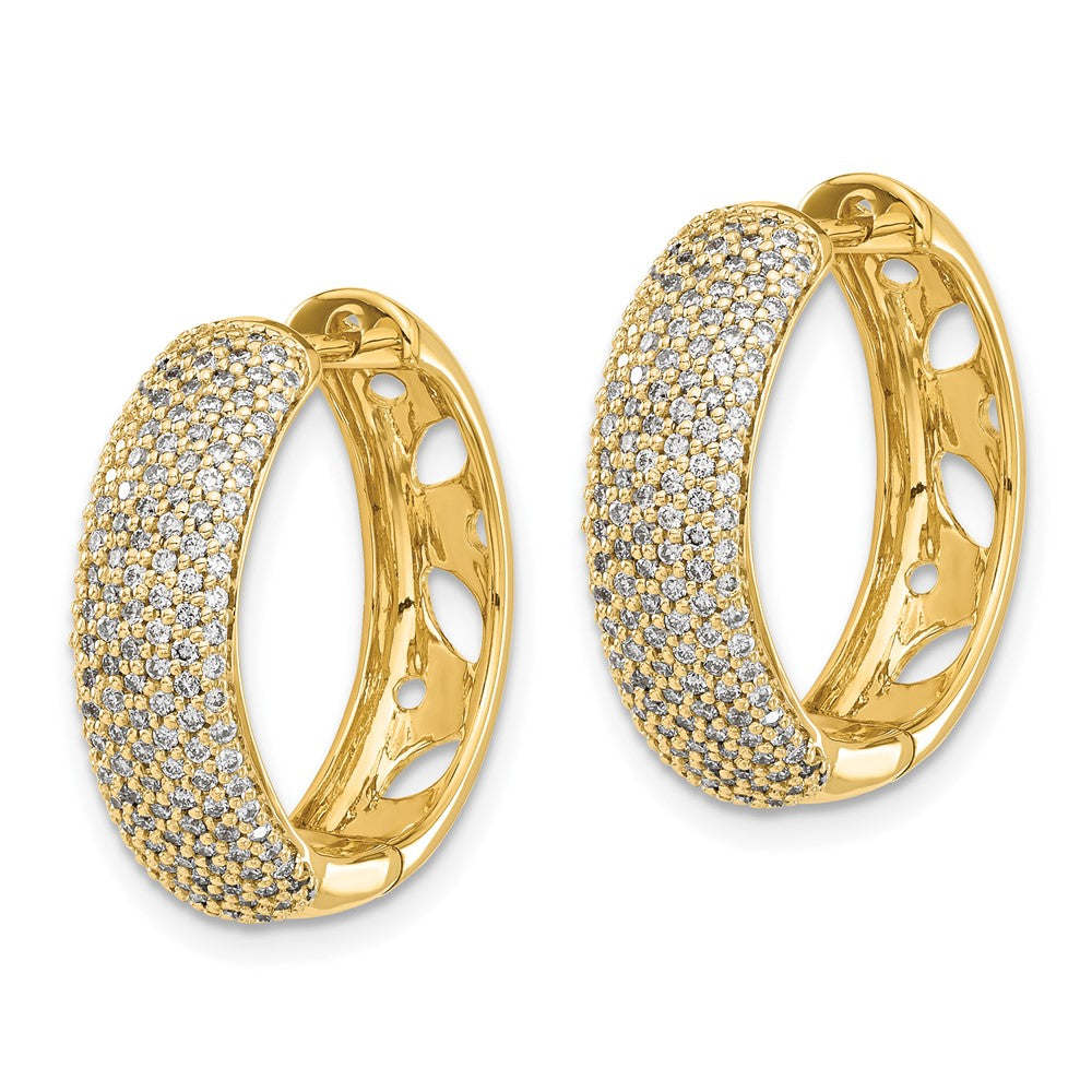 14K Gold Diamond Hinged Hoop Earrings for Women - Classic Dangle Hoops with Sparkling Stones - Perfect for Parties, Weddings & Everyday Elegance (Model EM5382)