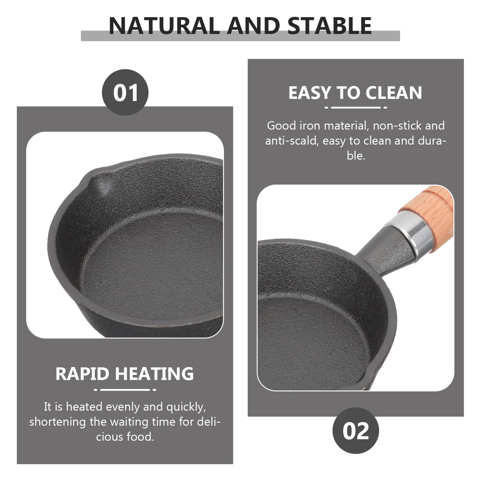 YARNOW Cast Iron Tamagoyaki Pan - Japanese Omelette & Egg Frying Pan with Wooden Handle, Non-Stick Surface for Perfect Breakfast - Ideal for Swedish Pancakes, Skillet Cooking & Sautéing | Great for Home Kitchen & Camping Cooking