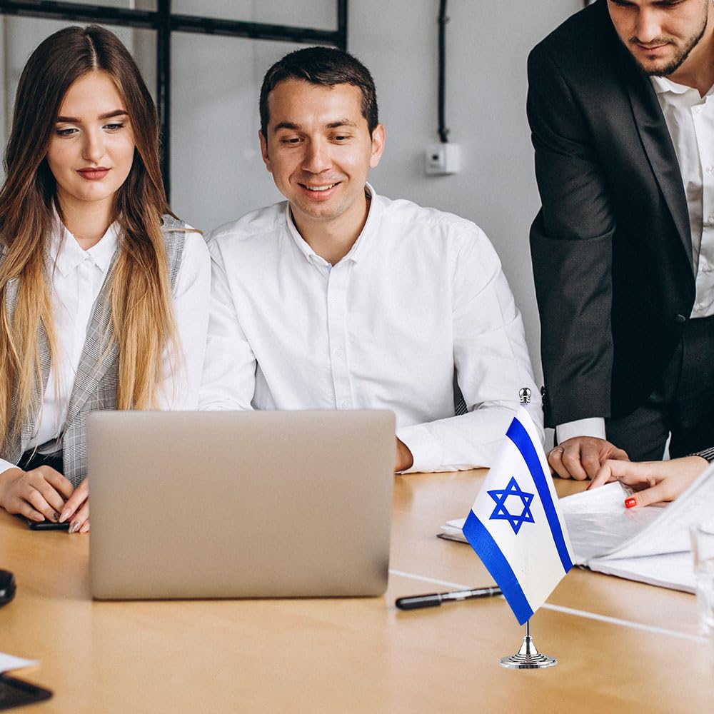 Israel Flag - 12x18 Inch Mini Israeli Desk & Table Flags for Home, Office & Party Decorations - Perfect for National Holidays, Events & Patriotic Displays